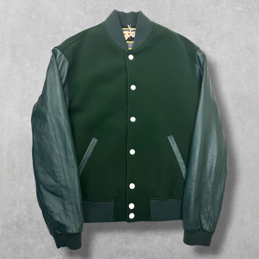 Marni Logo-Embroidered Wool-Blend Varsity Jacket 48 (M)