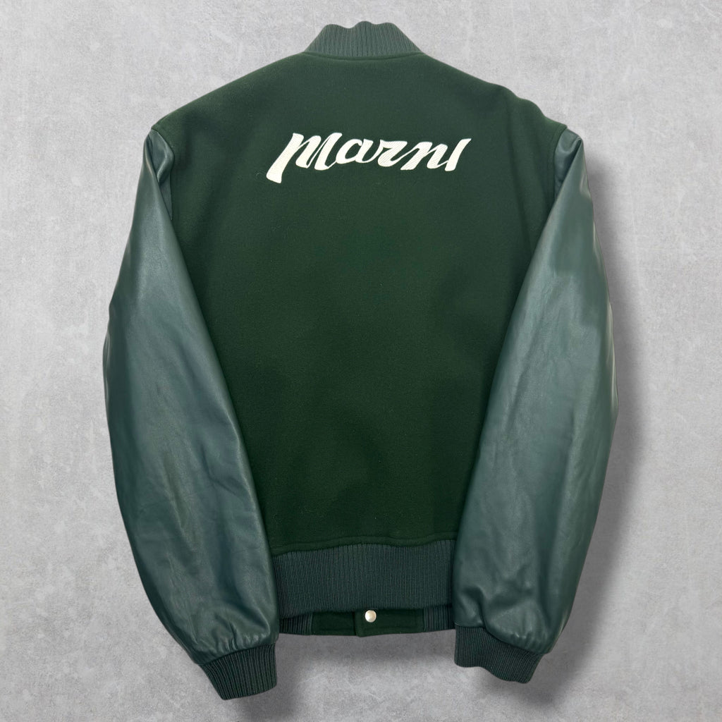 Marni Logo-Embroidered Wool-Blend Varsity Jacket 48 (M)