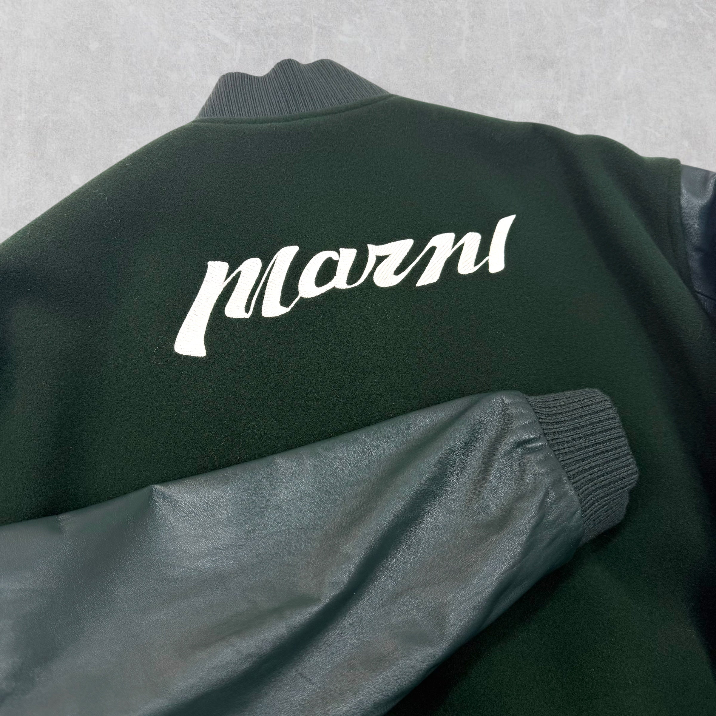 Marni Logo-Embroidered Wool-Blend Varsity Jacket 48 (M)