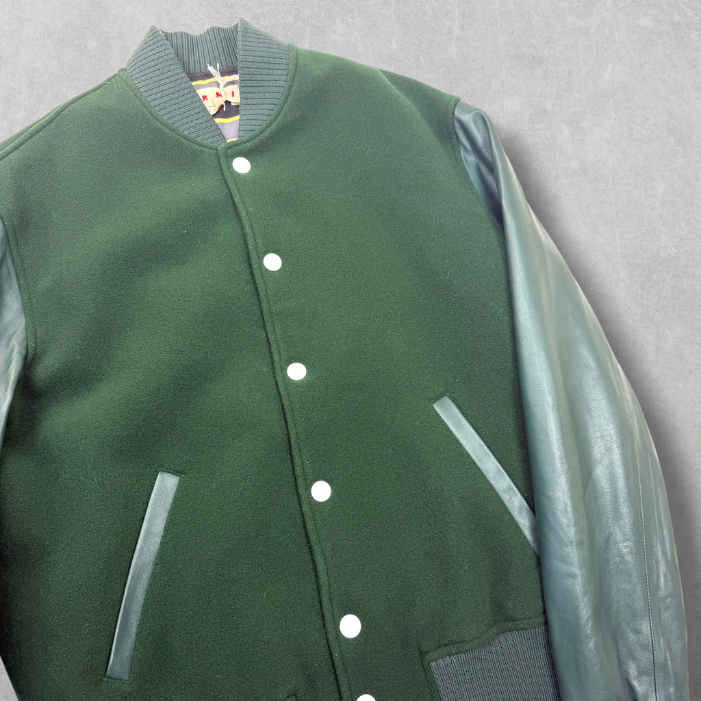 Marni Logo-Embroidered Wool-Blend Varsity Jacket 48 (M)