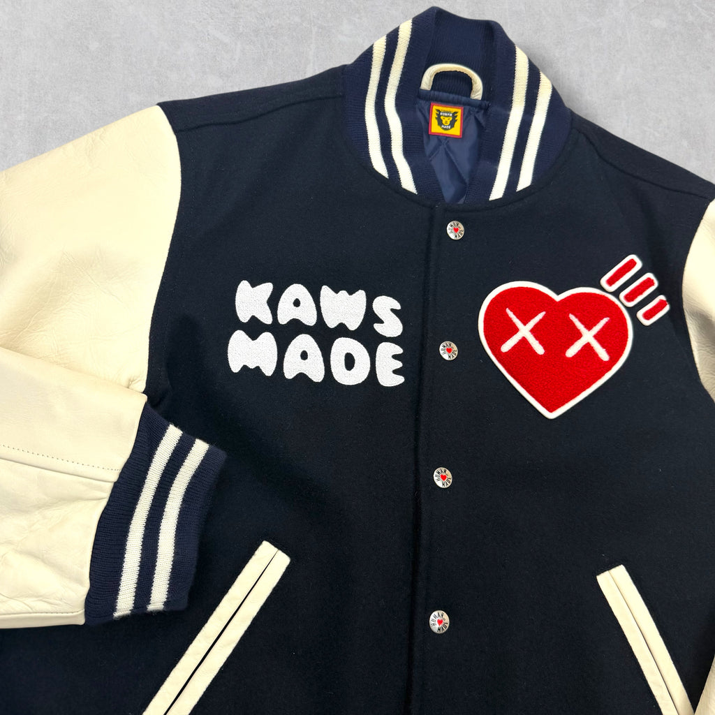 Human Made x Kaws Navy Varsity Jacket M