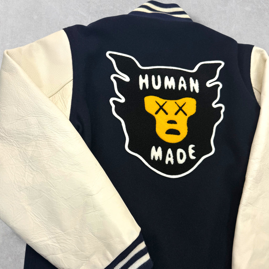 Human Made x Kaws Navy Varsity Jacket M