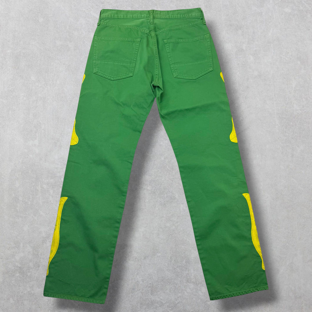 Kapital Yellow Skeleton 5P Cisco Green Pants 32