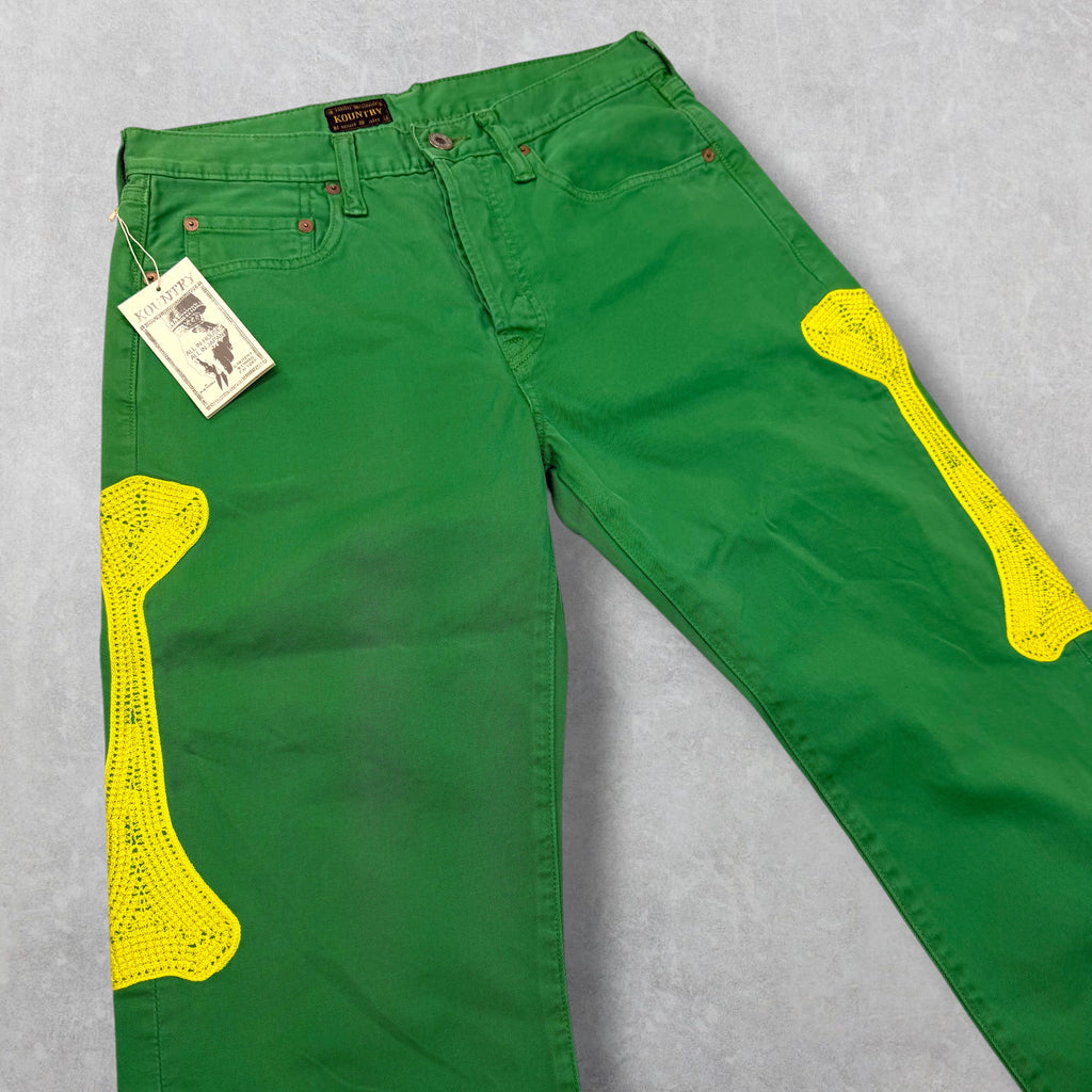 Kapital Yellow Skeleton 5P Cisco Green Pants 32