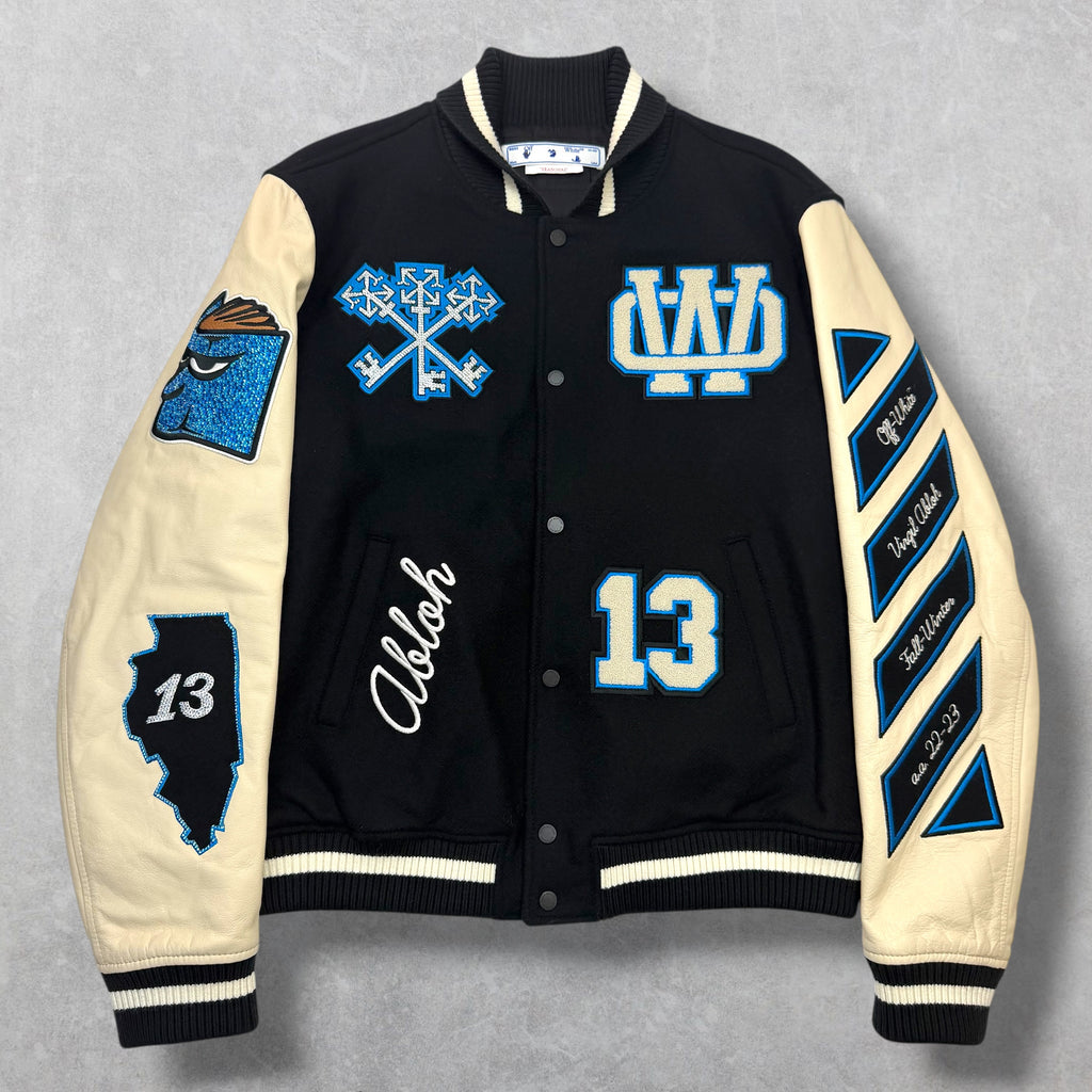 OFF-WHITE C/O Virgil Abloh Crystal Wizard Varsity Jacket L