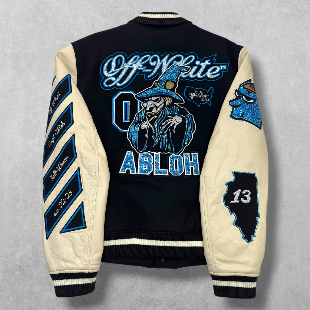 OFF-WHITE C/O Virgil Abloh Crystal Wizard Varsity Jacket L
