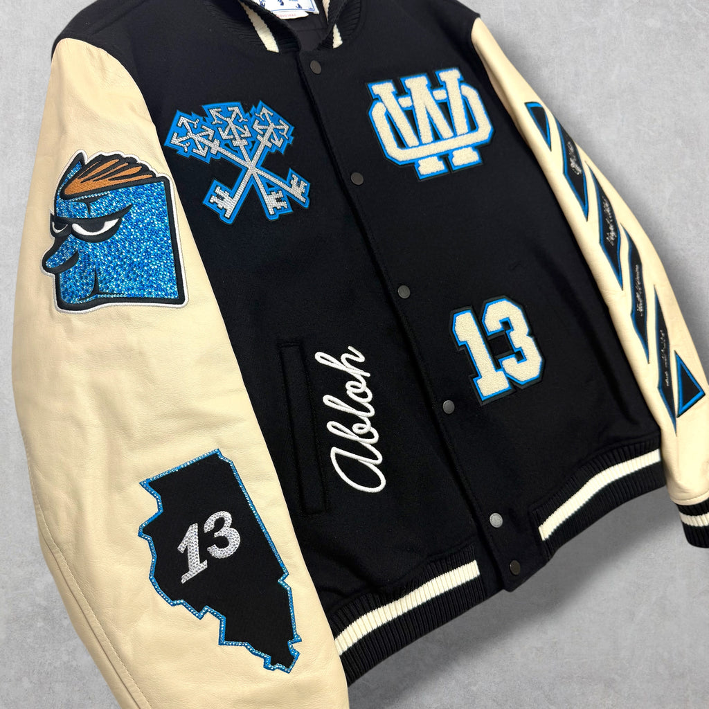 OFF-WHITE C/O Virgil Abloh Crystal Wizard Varsity Jacket L