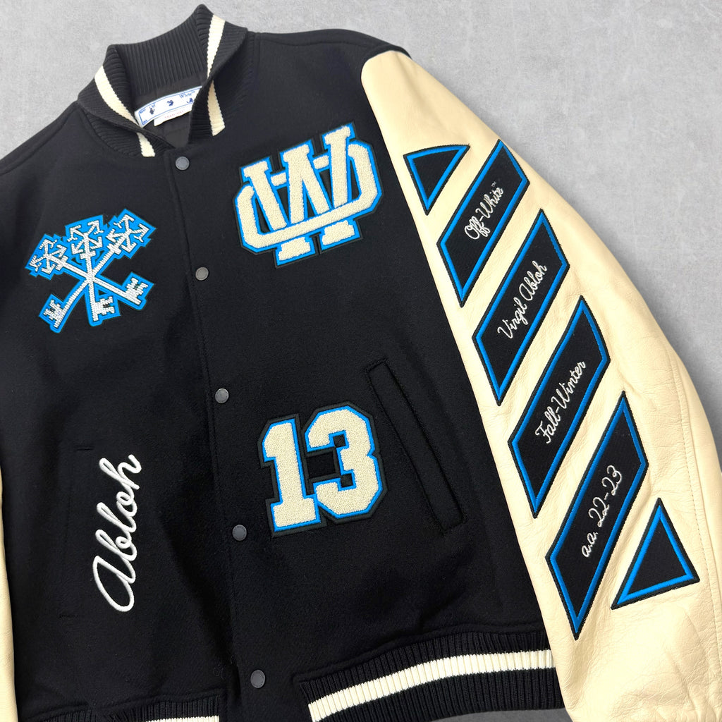 OFF-WHITE C/O Virgil Abloh Crystal Wizard Varsity Jacket L