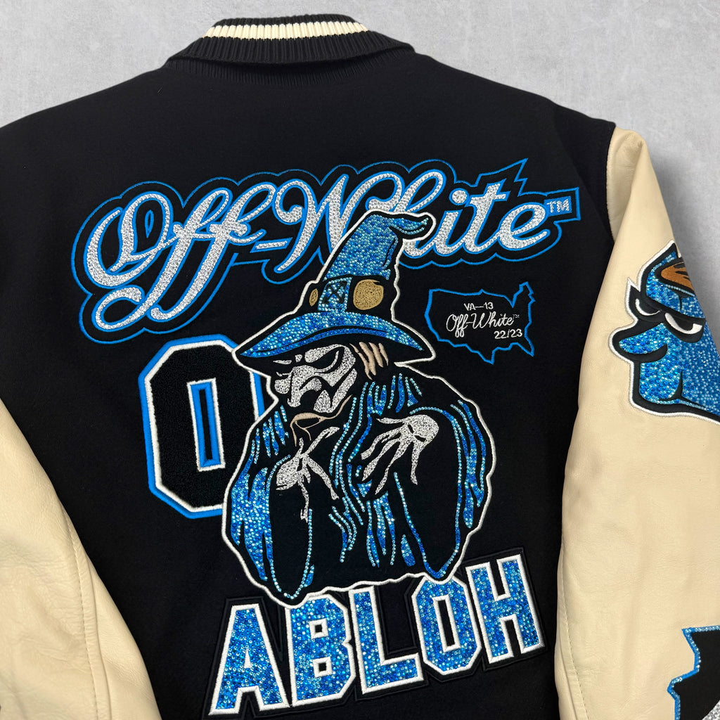 OFF-WHITE C/O Virgil Abloh Crystal Wizard Varsity Jacket L
