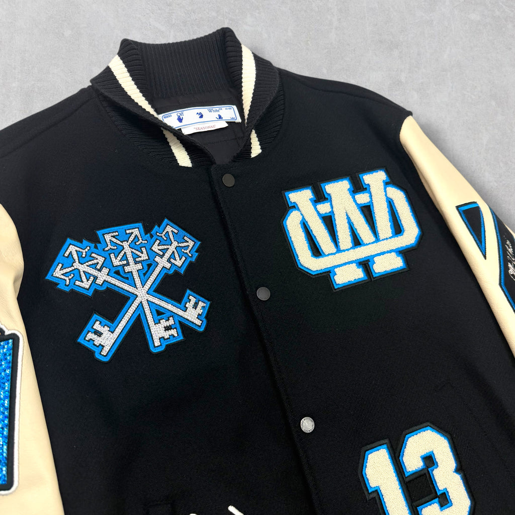 OFF-WHITE C/O Virgil Abloh Crystal Wizard Varsity Jacket L