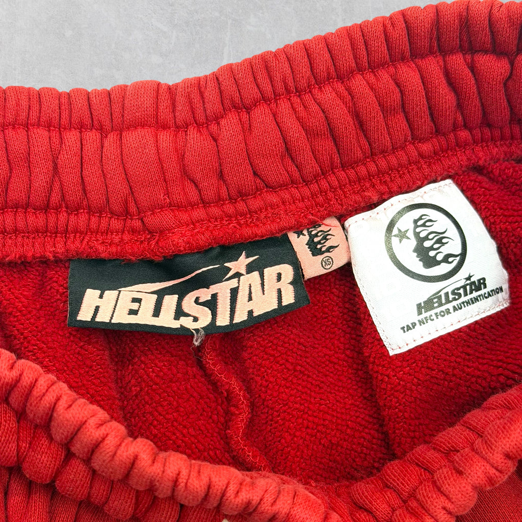 Hellstar White Flame Sweat Shorts Red XS