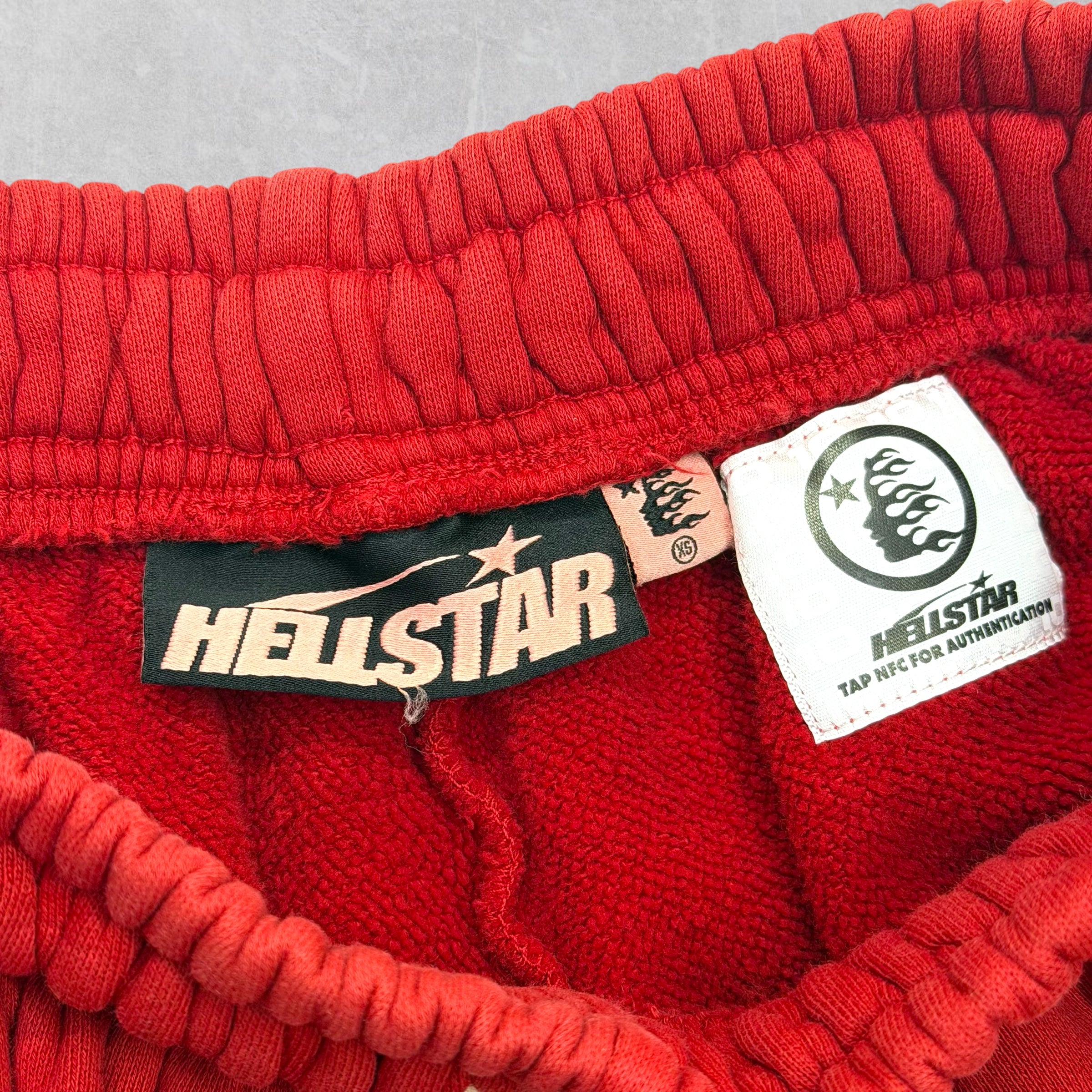 Hellstar White Flame Sweat Shorts Red XS