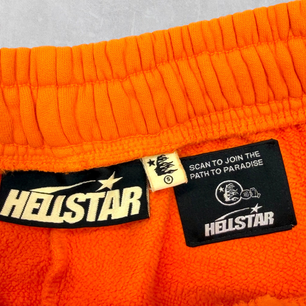 Hellstar White Flame Sweat Shorts Orange S