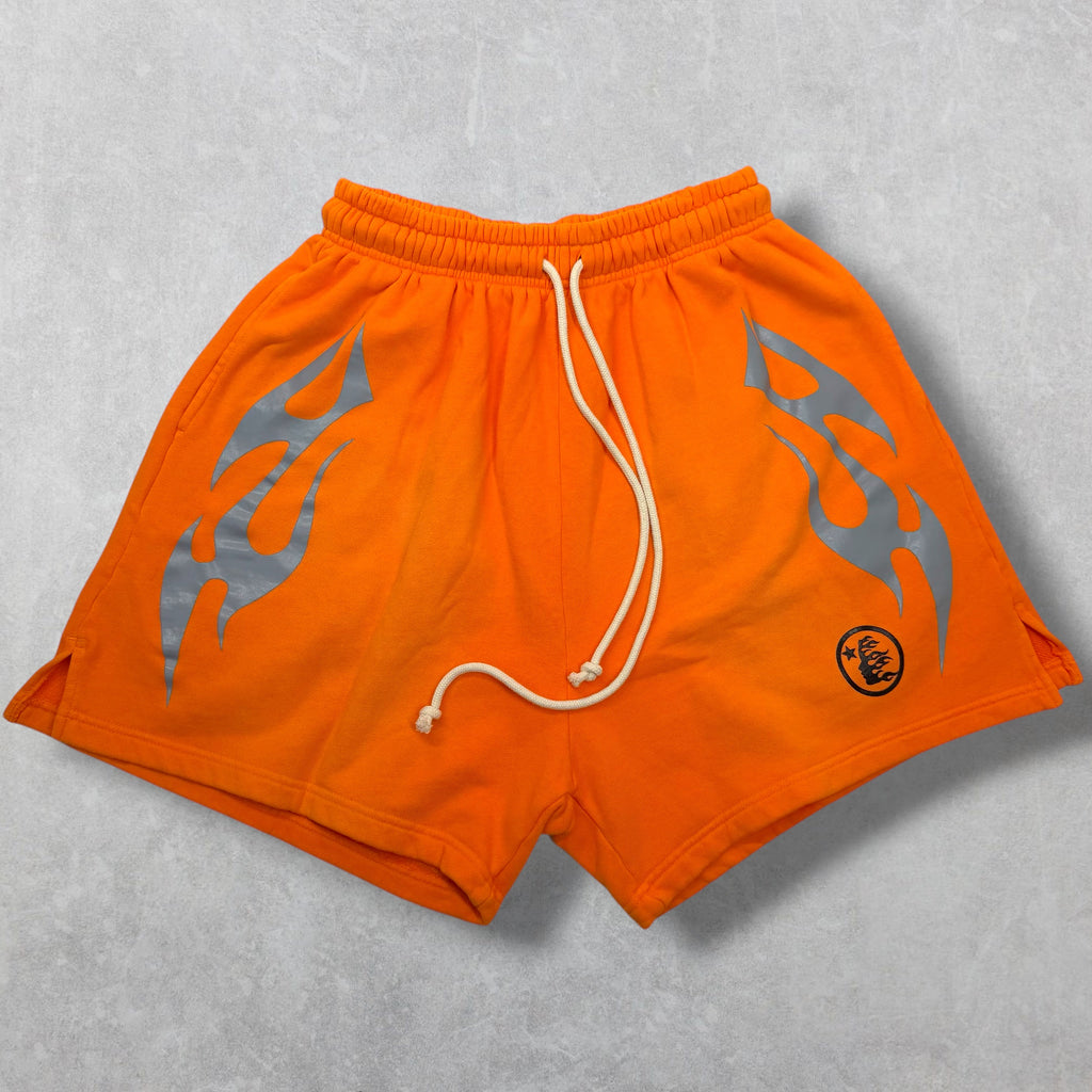 Hellstar White Flame Sweat Shorts Orange S