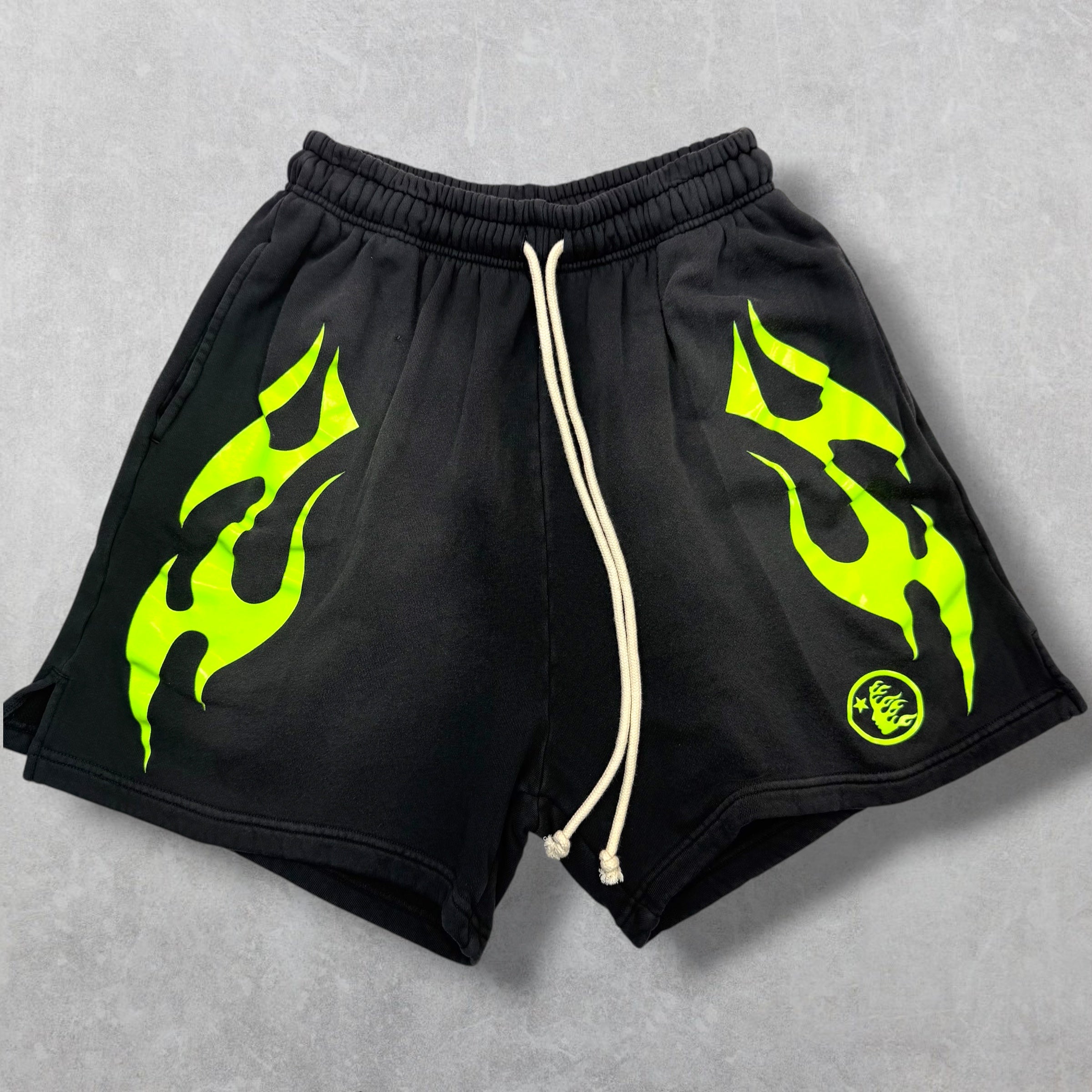 Hellstar Neon Flame Sweat Shorts Black S