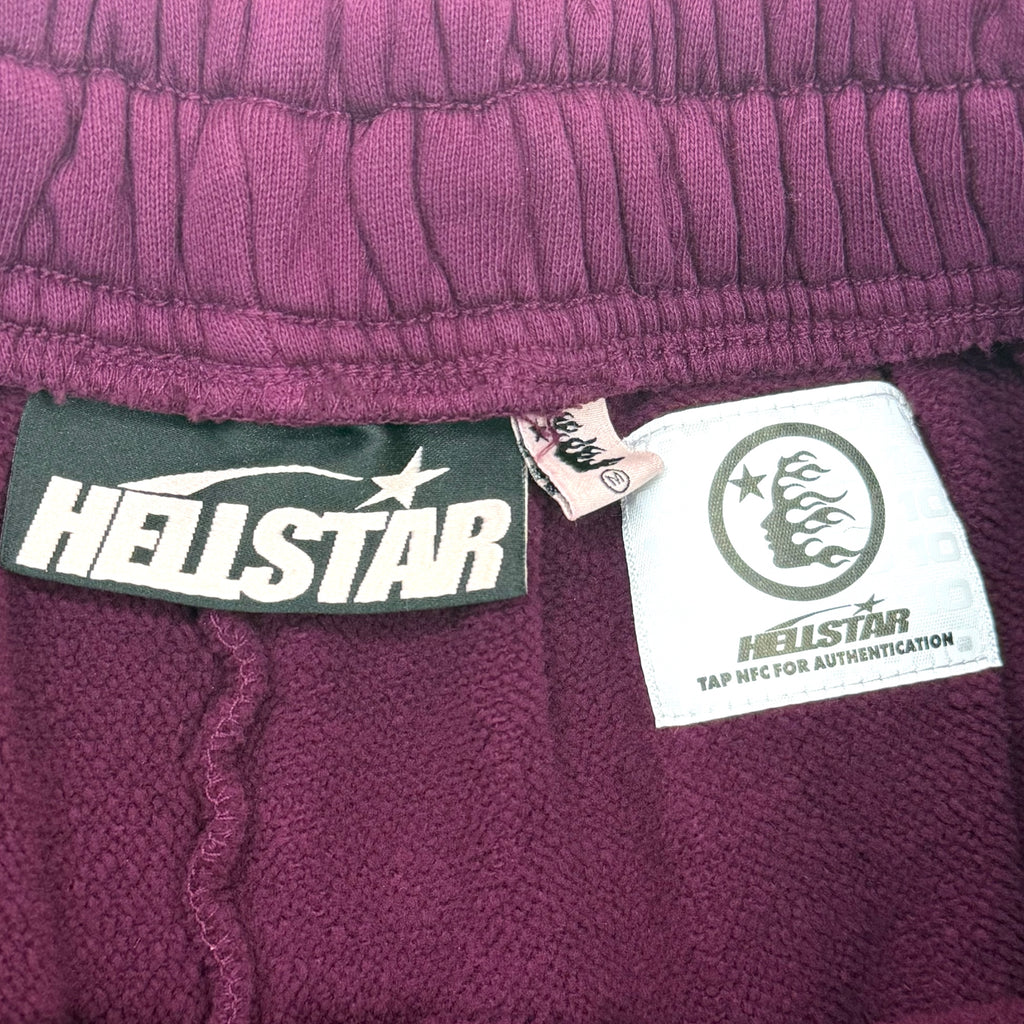 Hellstar White Flame Burgundy Sweat Shorts M