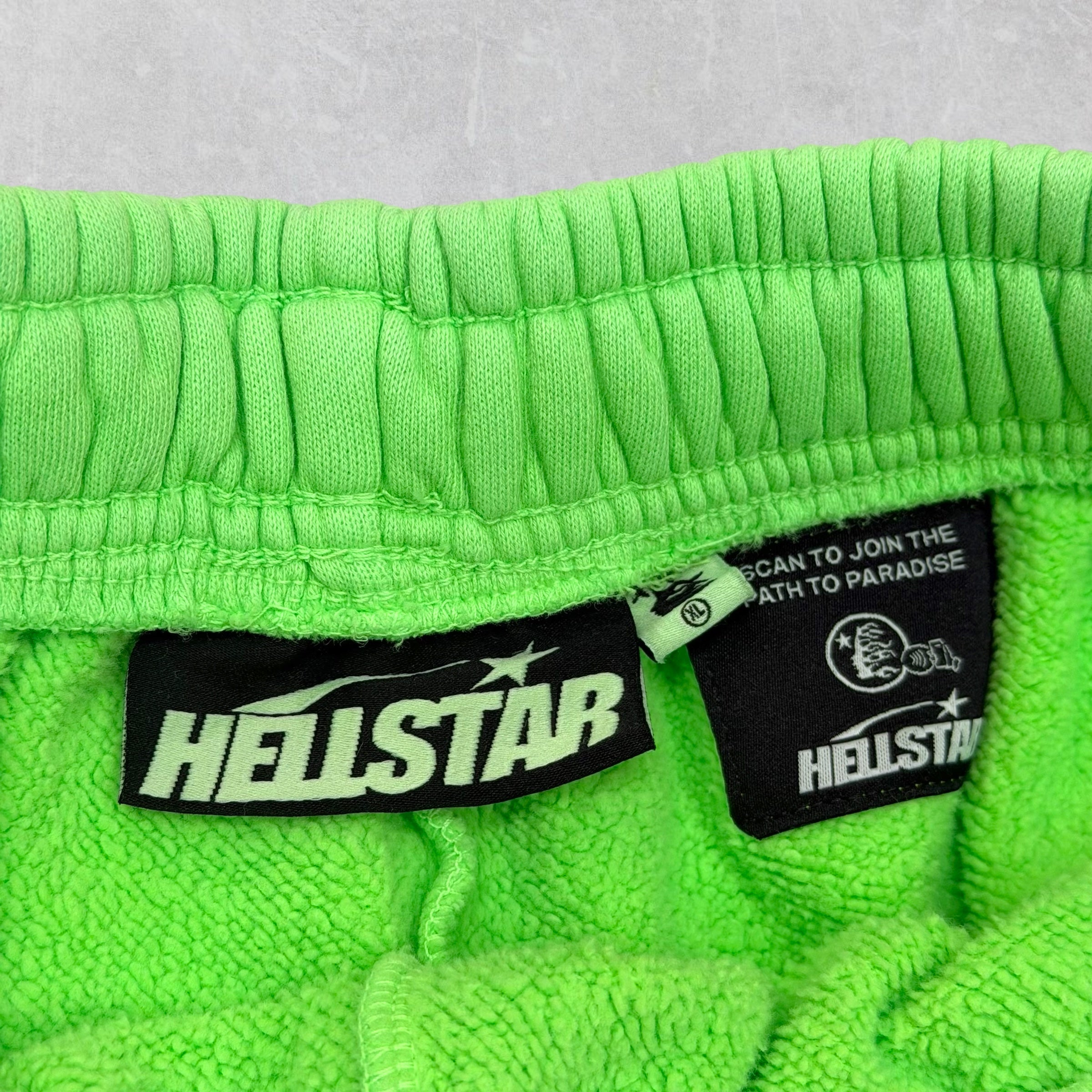 Hellstar Black Flame Sweat Shorts Neon XL