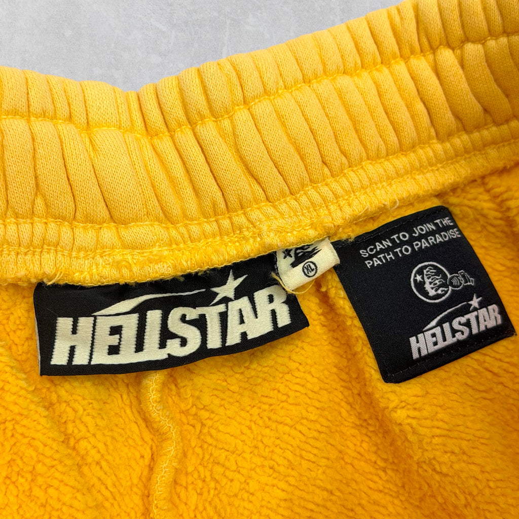 Hellstar Black Flame Sweat Shorts Yellow XL