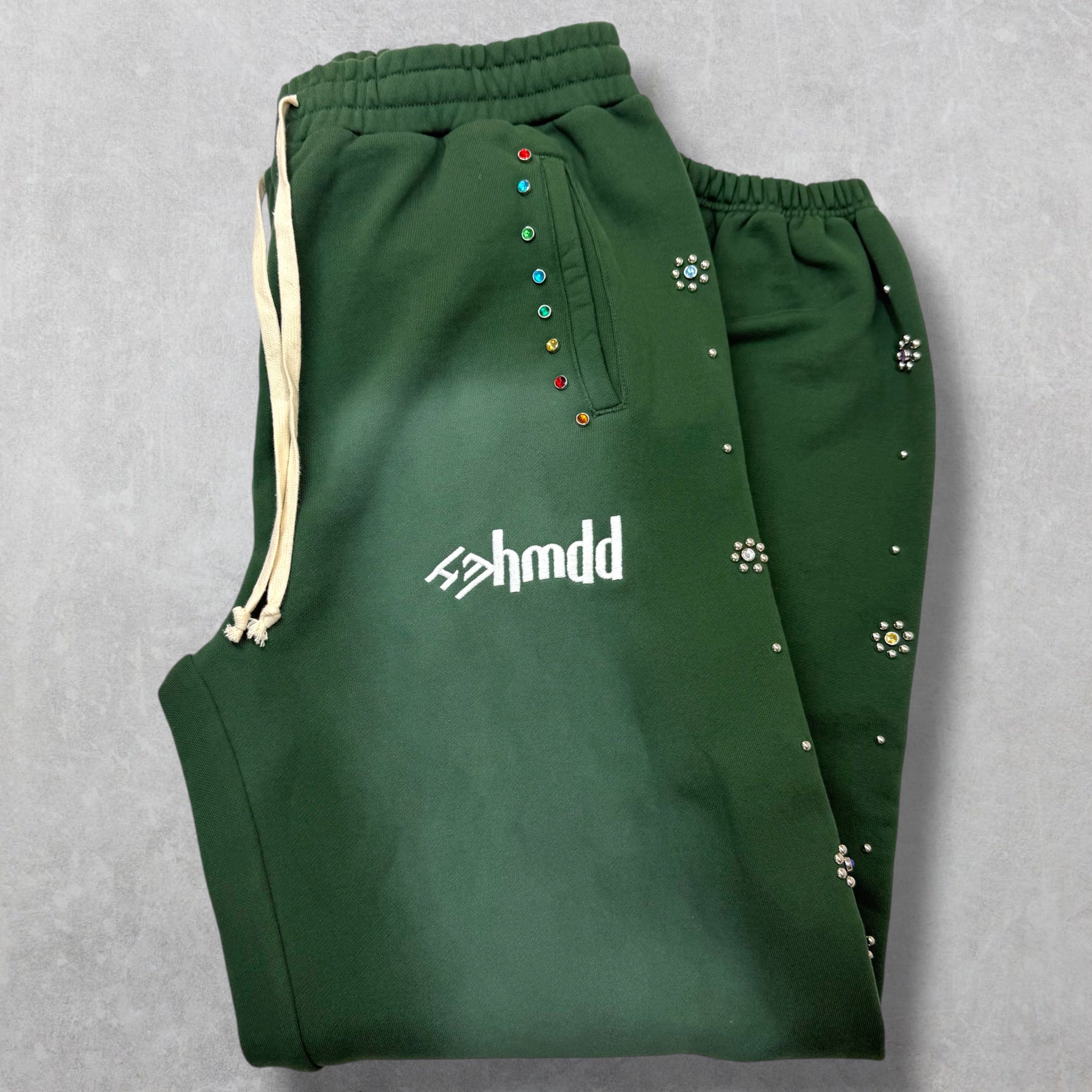 HMDD Green Flower Studded Scrunch Sweatpants XXL