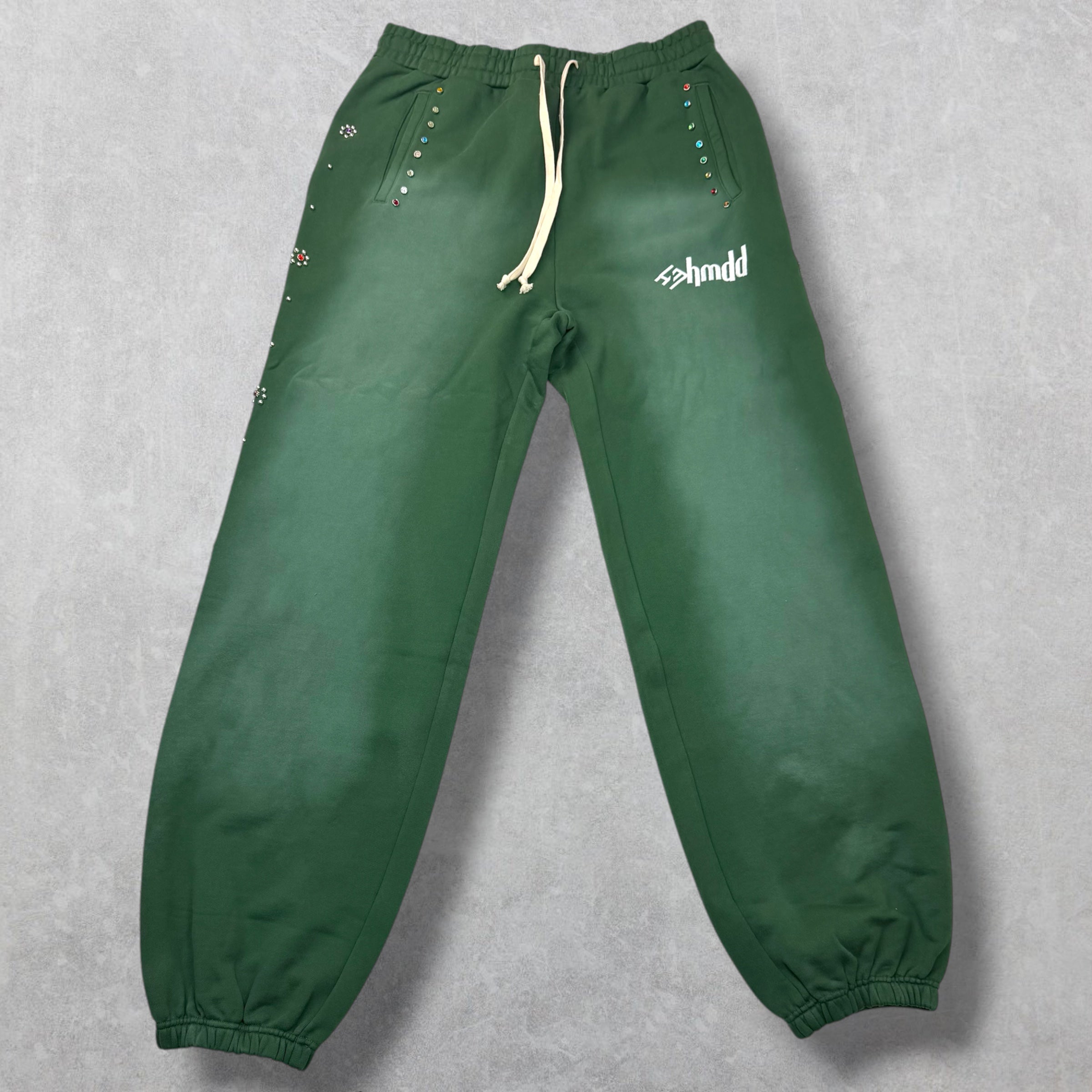 HMDD Green Flower Studded Scrunch Sweatpants XXL