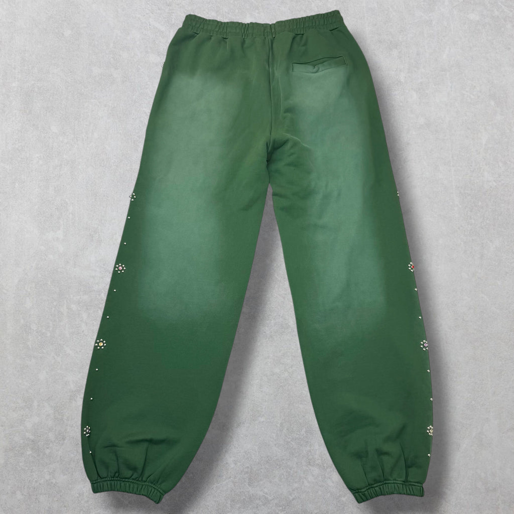 HMDD Green Flower Studded Scrunch Sweatpants XL
