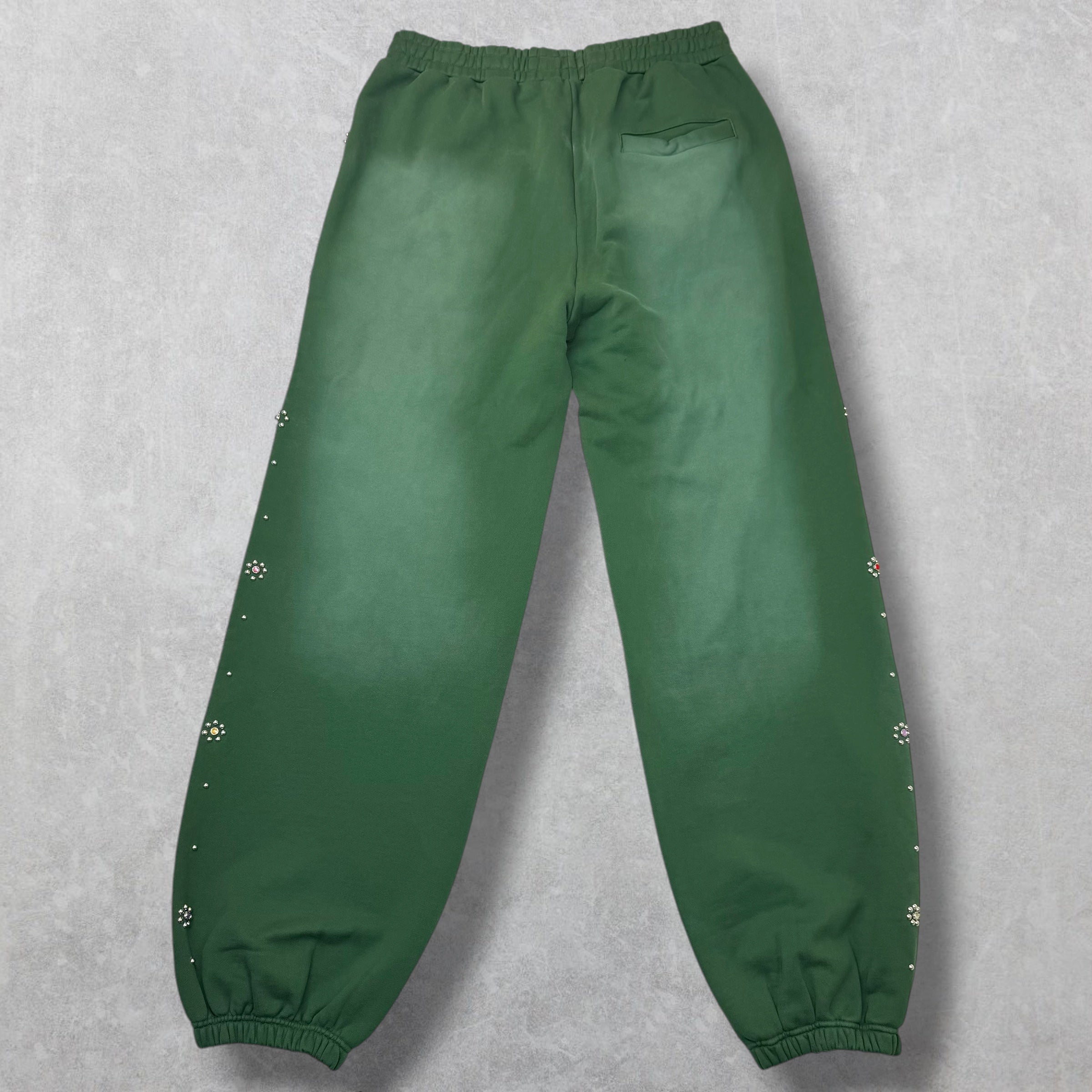 HMDD Green Flower Studded Scrunch Sweatpants XXL