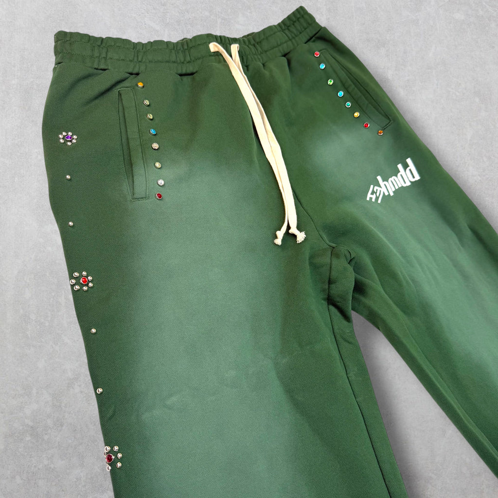 HMDD Green Flower Studded Scrunch Sweatpants XL