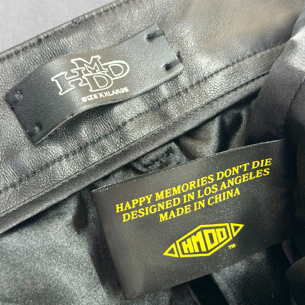 HMDD Leather Lamb Chop Shorts Black XXL