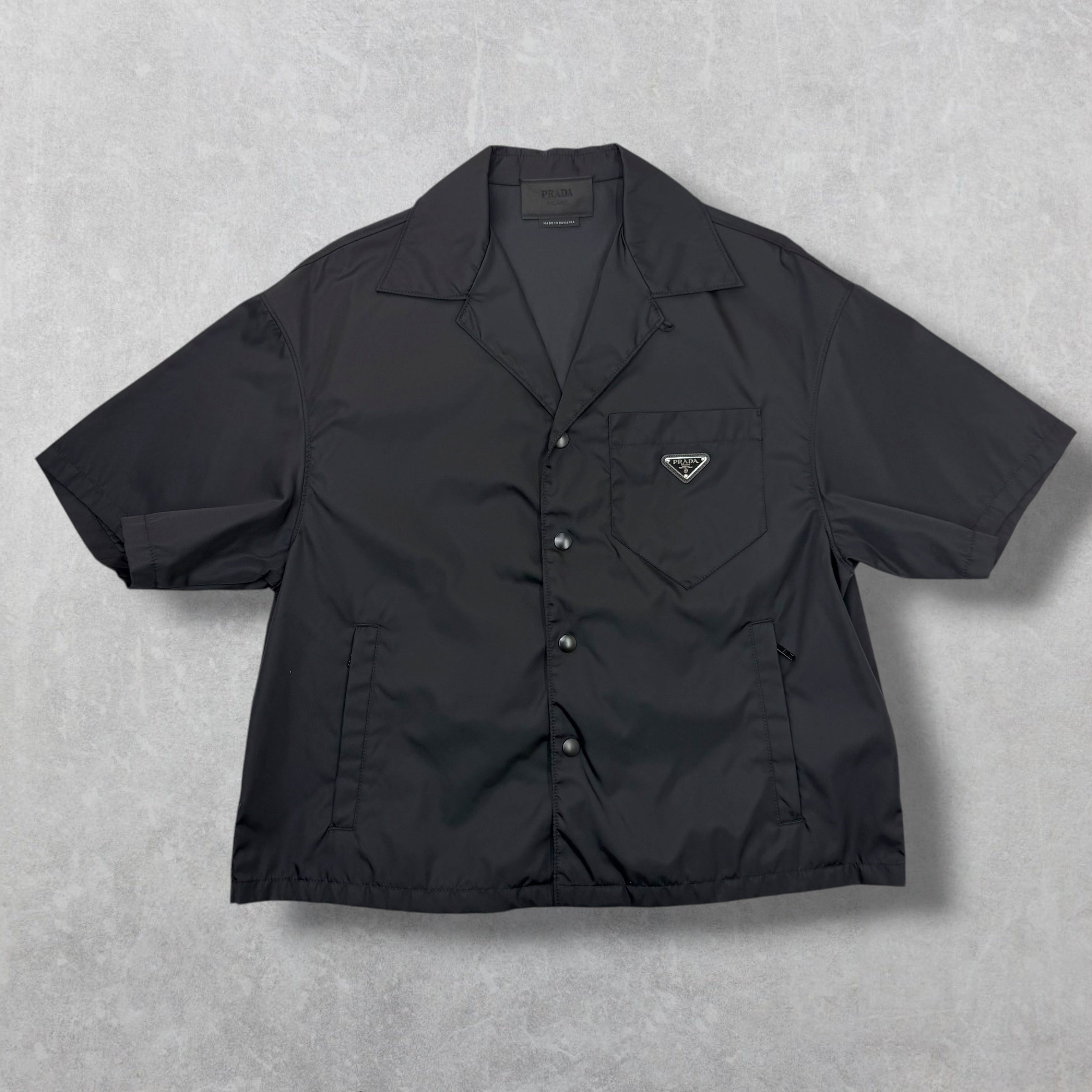 Prada Re-Nylon Short Sleeve Shirt Black M