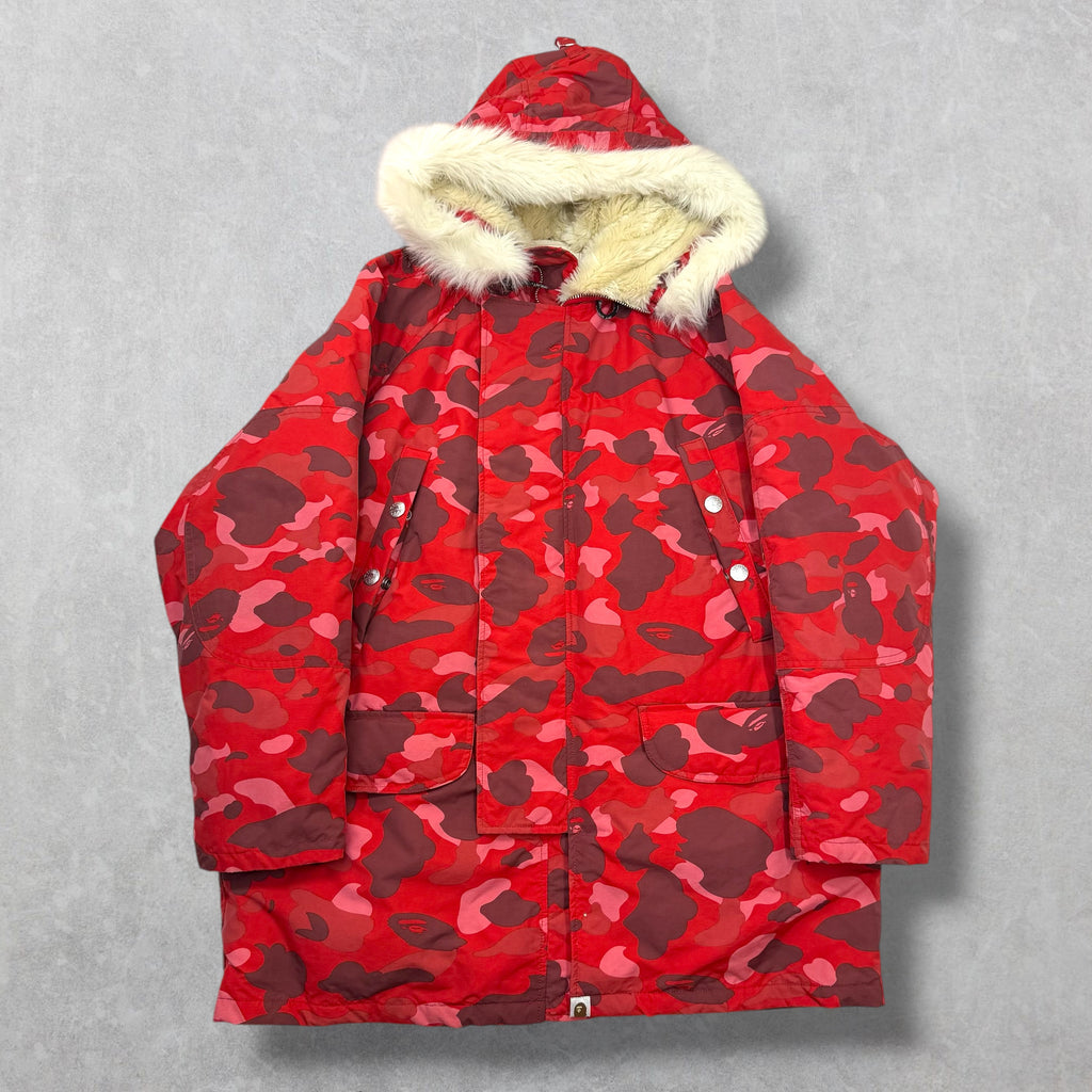 BAPE Pharrell Camo Hooded Down Jacket M