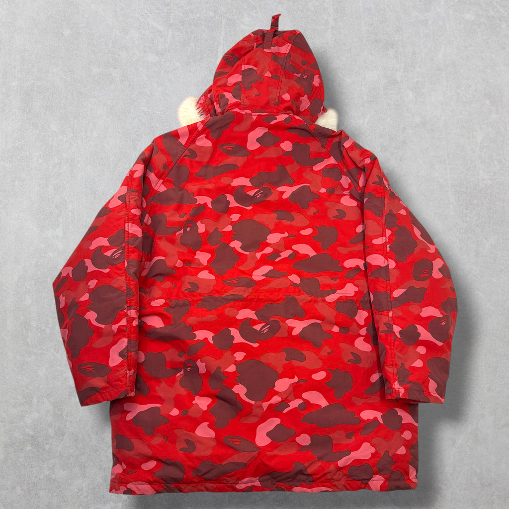 BAPE Pharrell Camo Hooded Down Jacket M