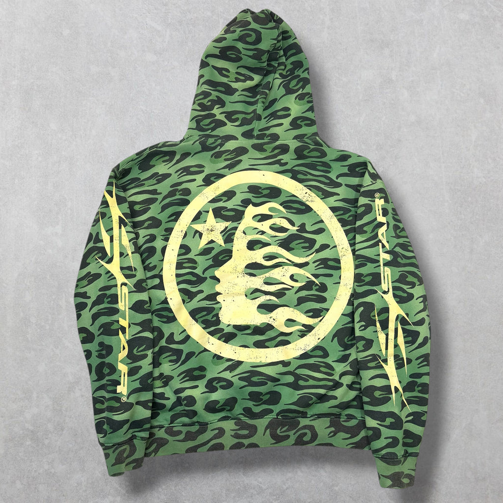 Hellstar Cheetah Full Zip Hoodie Green XL