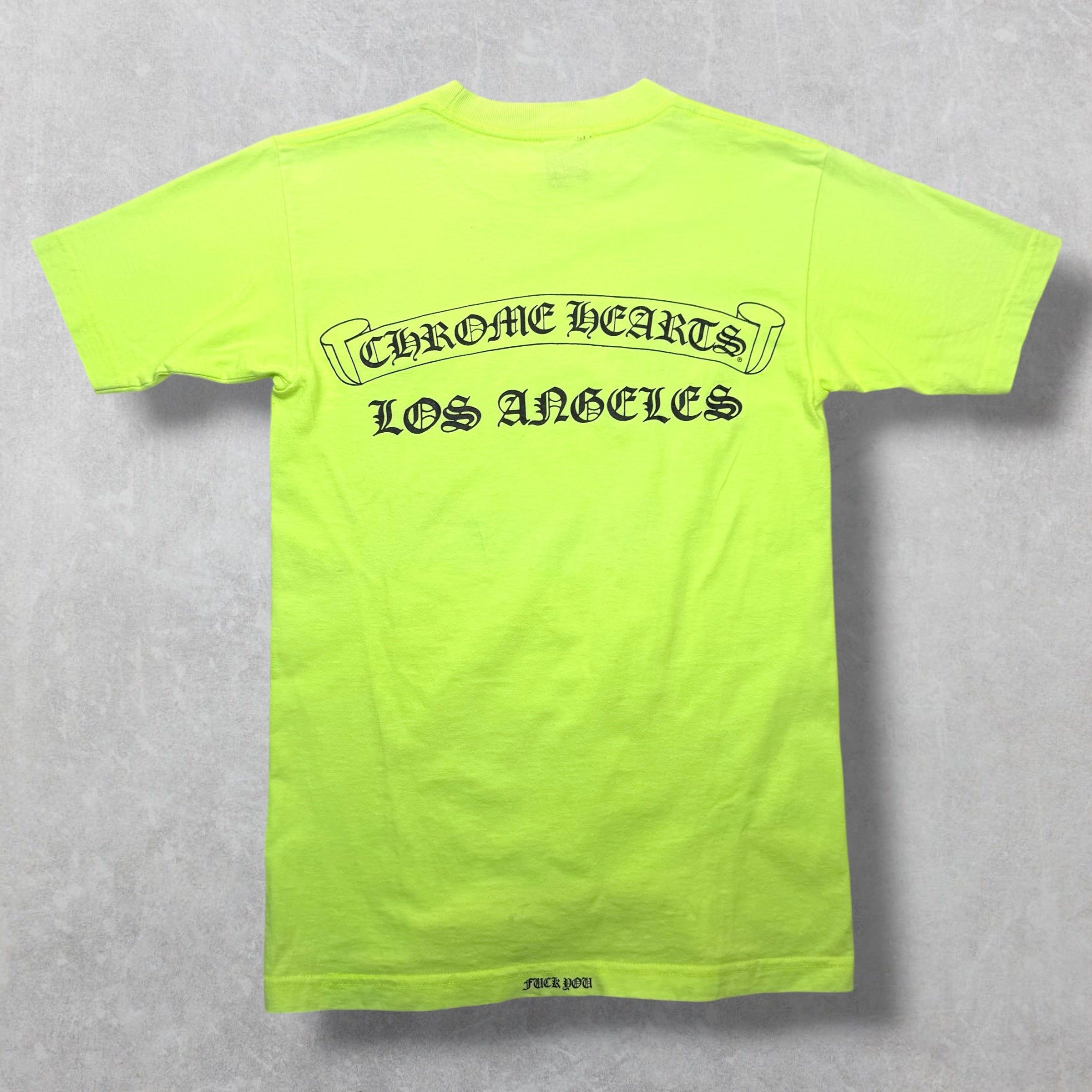 Vintage Chrome Hearts LA Scroll Logo Neon Tee S