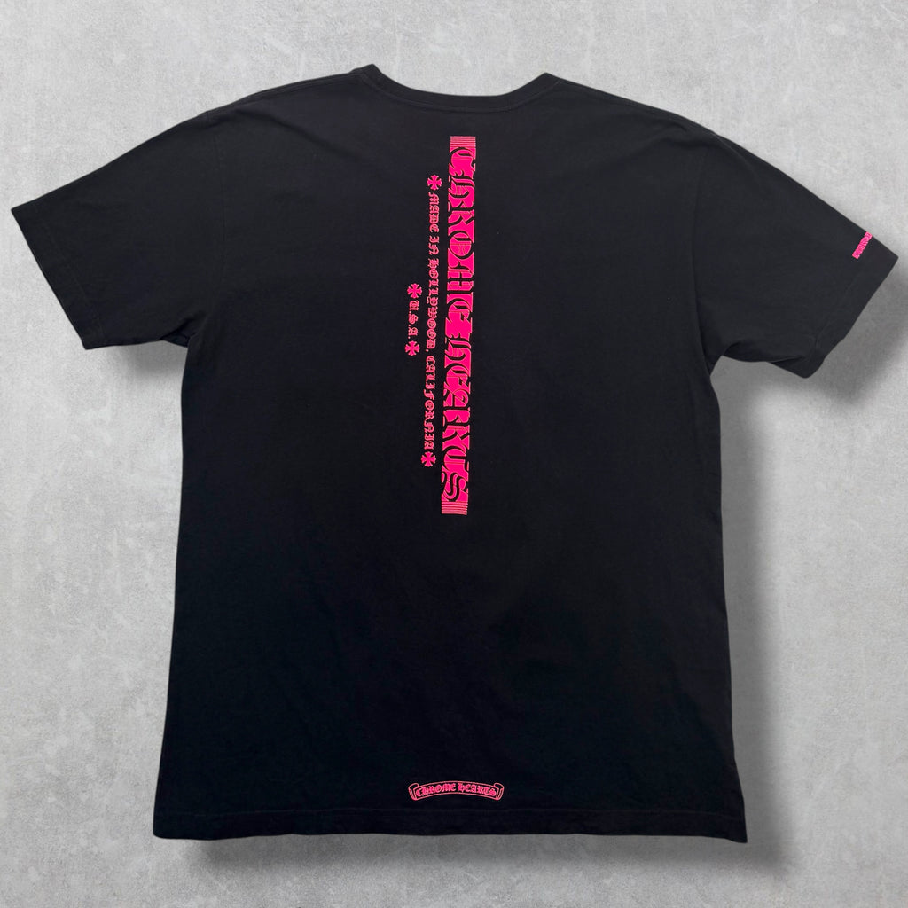 Chrome Hearts Neon Pink Stripe Logo Tee XL