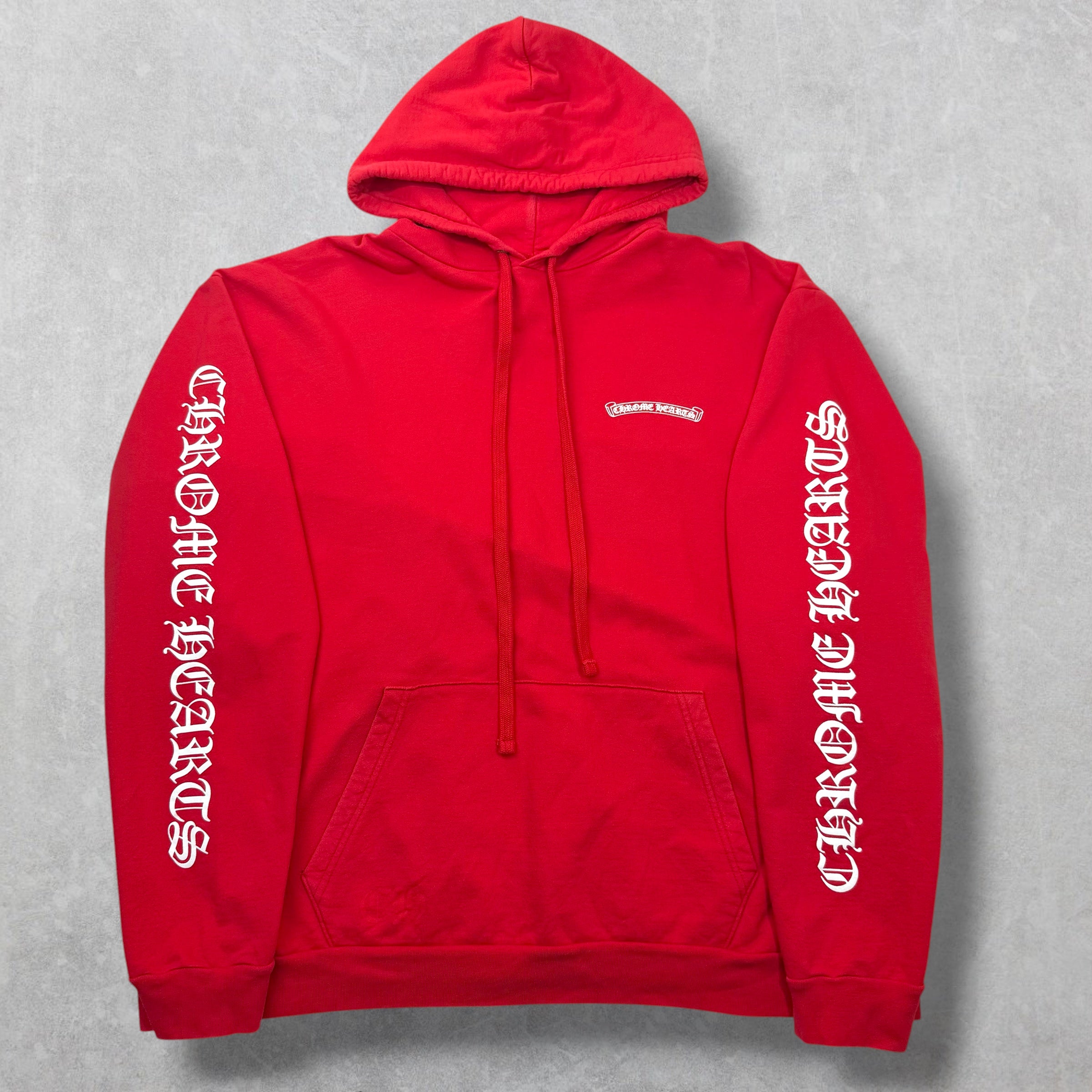 Chrome Hearts Red Scroll Logo Hoodie XXL