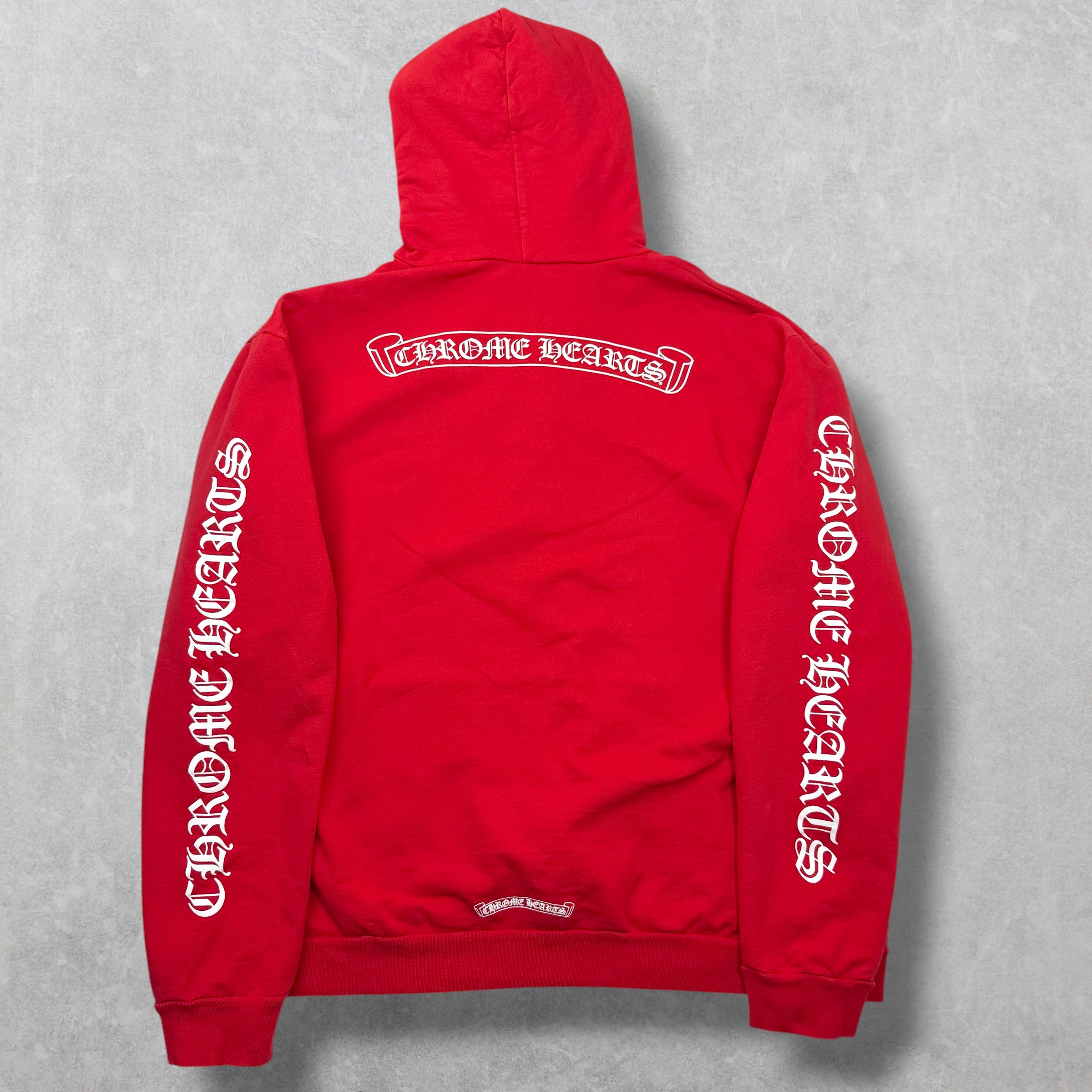 Chrome Hearts Red Scroll Logo Hoodie XXL