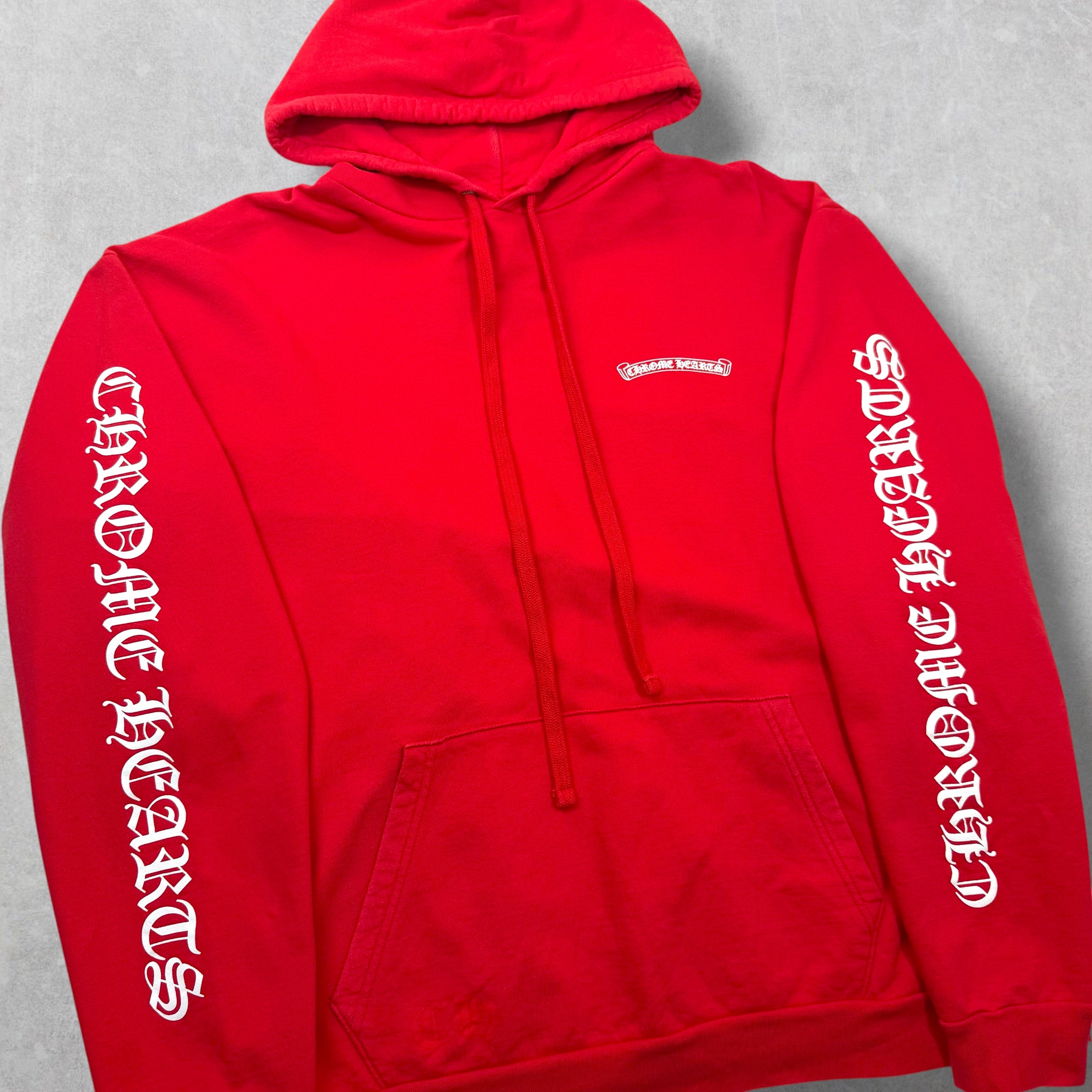 Chrome Hearts Red Scroll Logo Hoodie XXL