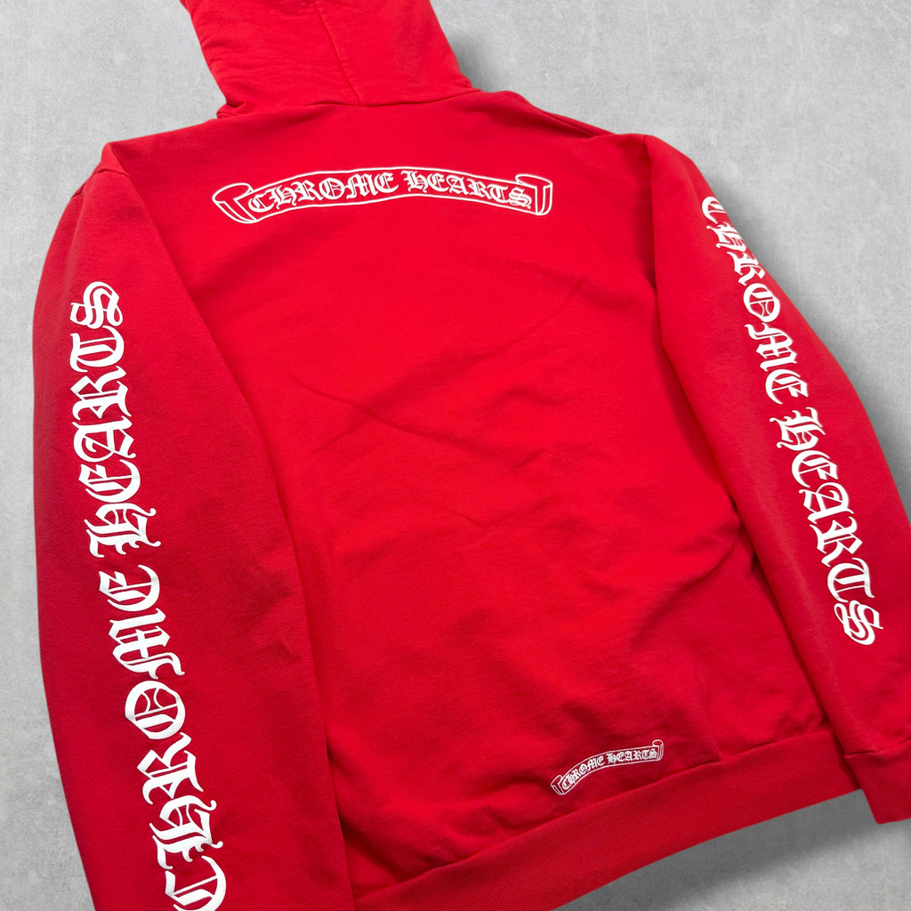 Chrome Hearts Red Scroll Logo Hoodie XXL