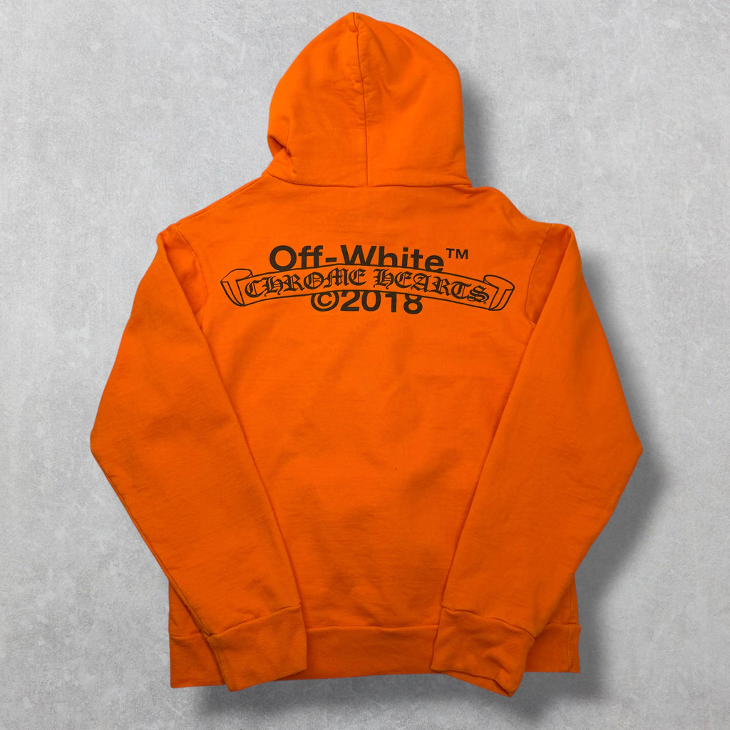 Chrome Hearts x Off-White Scroll Logo Hoodie Orange S