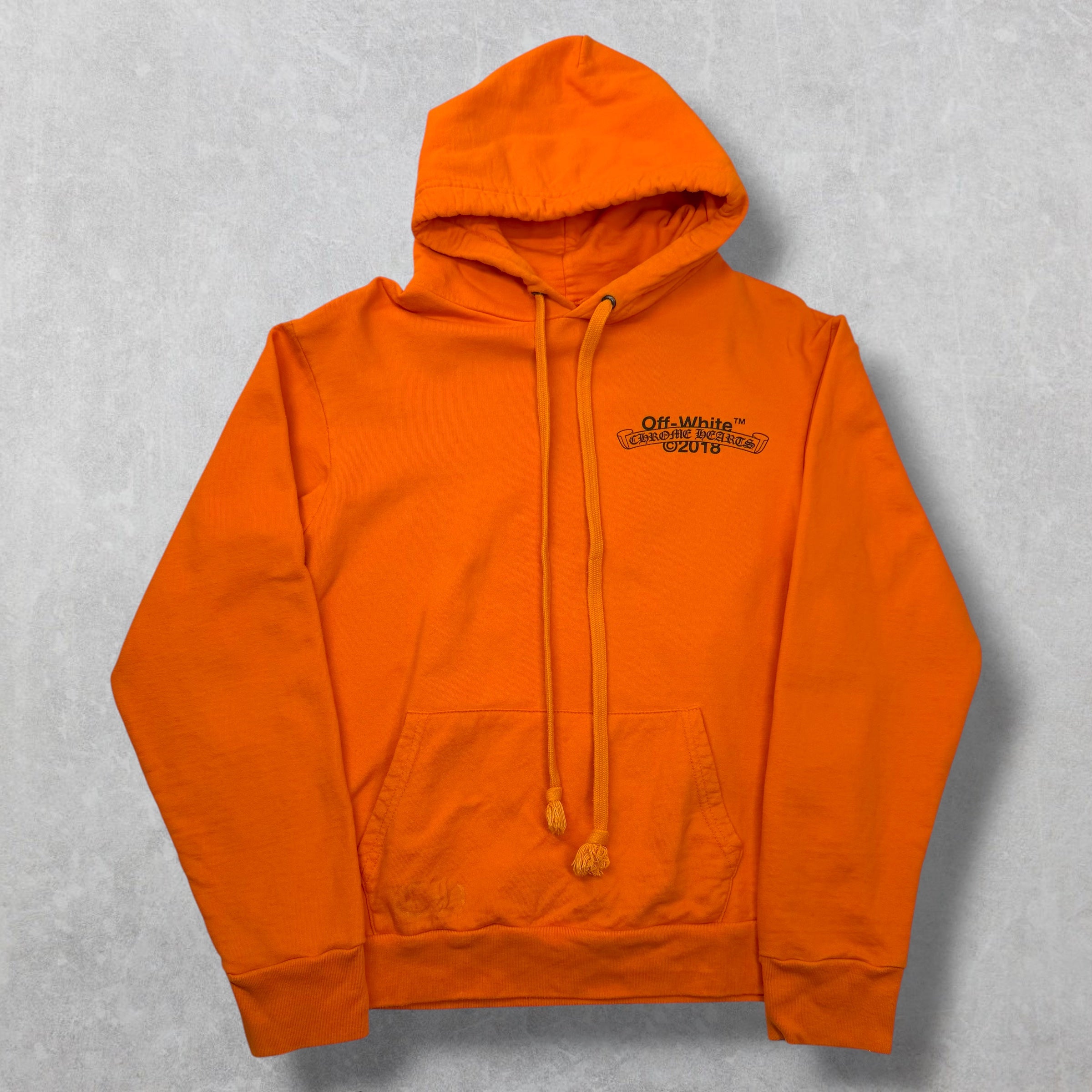 Chrome Hearts x Off-White Scroll Logo Hoodie Orange S