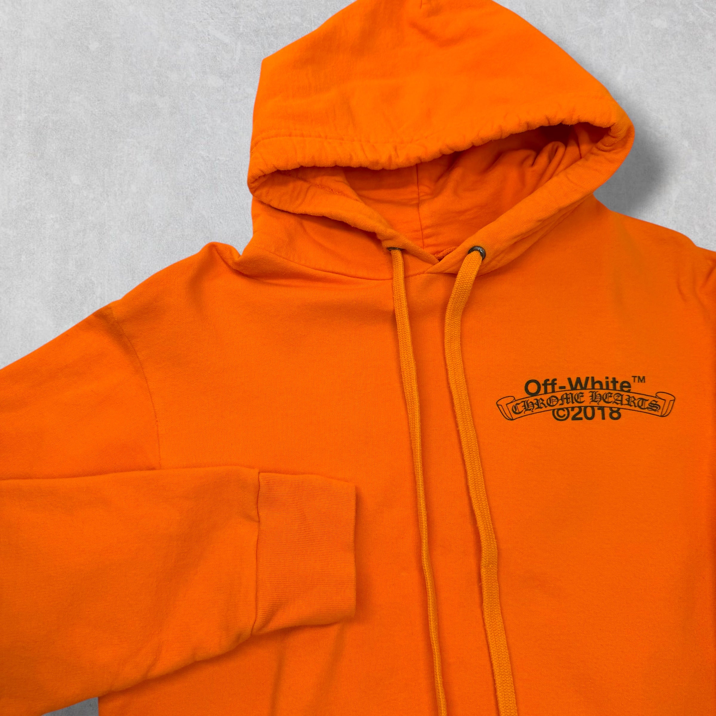 Chrome Hearts x Off-White Scroll Logo Hoodie Orange S