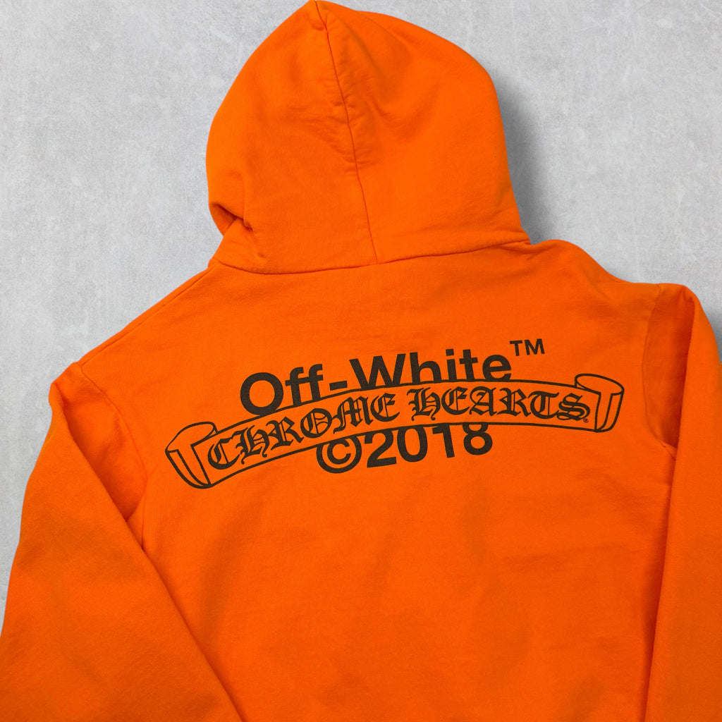 Chrome Hearts x Off-White Scroll Logo Hoodie Orange S