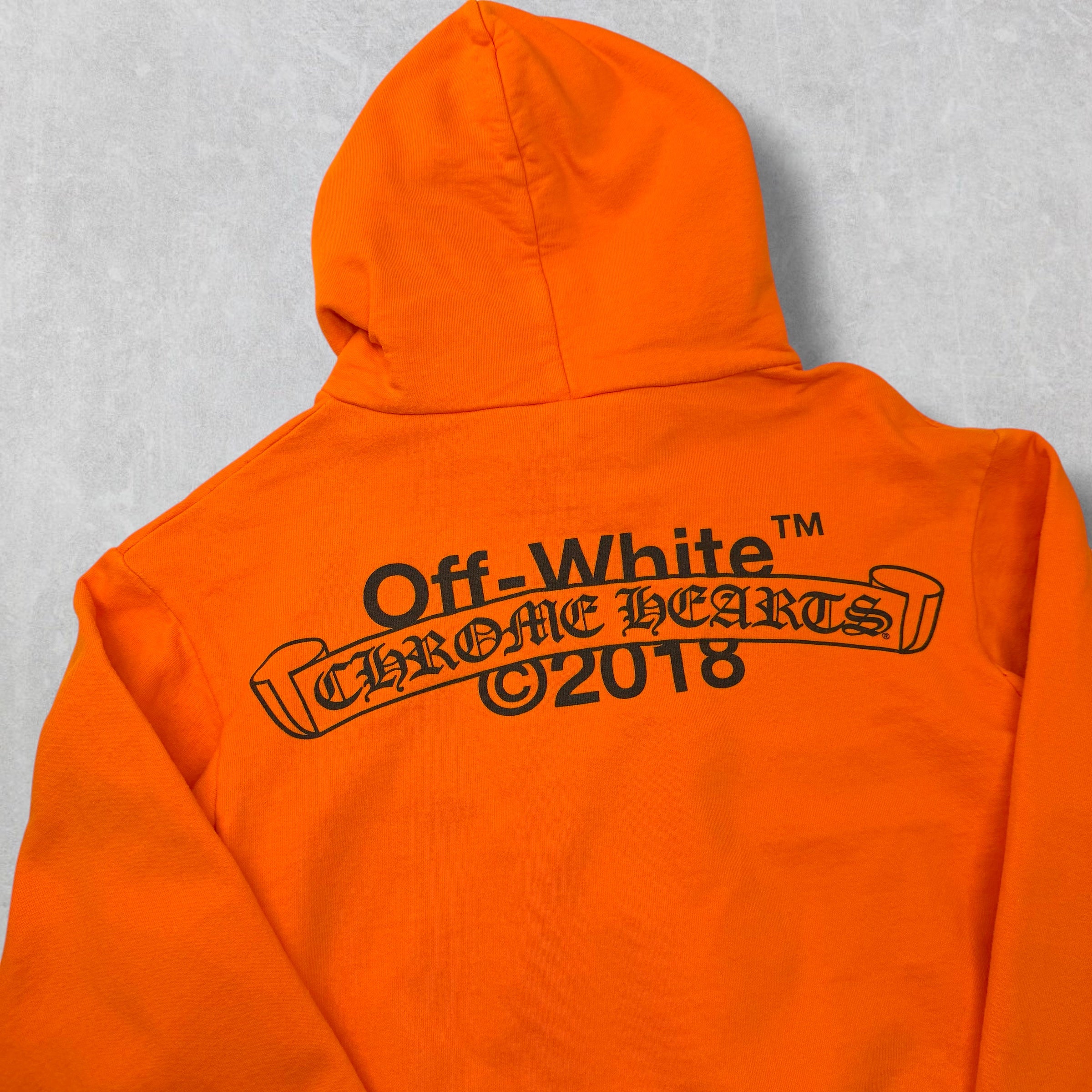 Chrome Hearts x Off-White Scroll Logo Hoodie Orange S