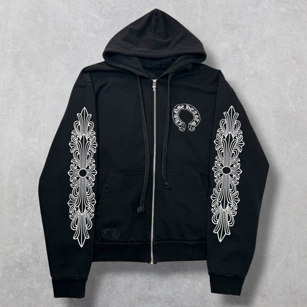 Chrome Hearts Horseshoe Floral Sleeve Zip Up L