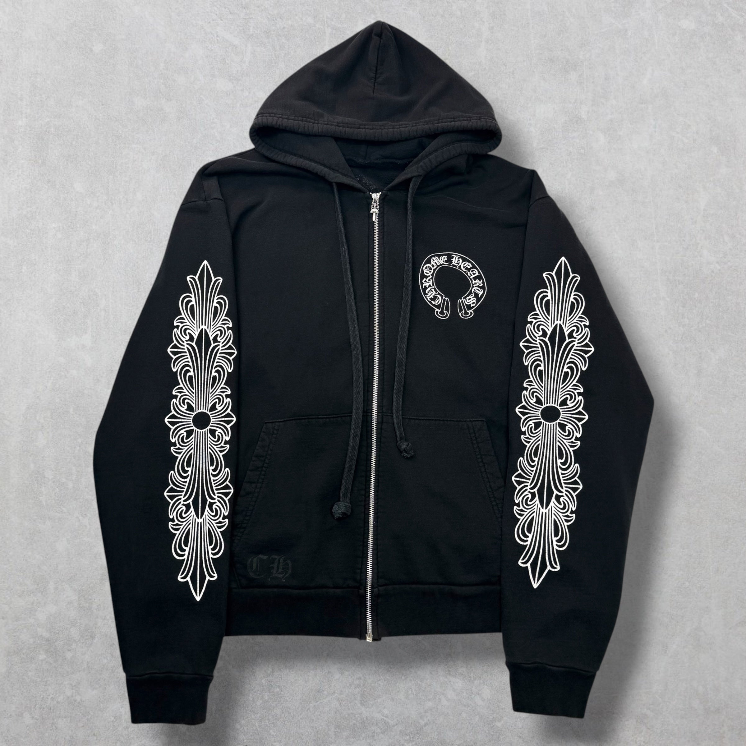 Chrome Hearts Horseshoe Floral Sleeve Zip Up L