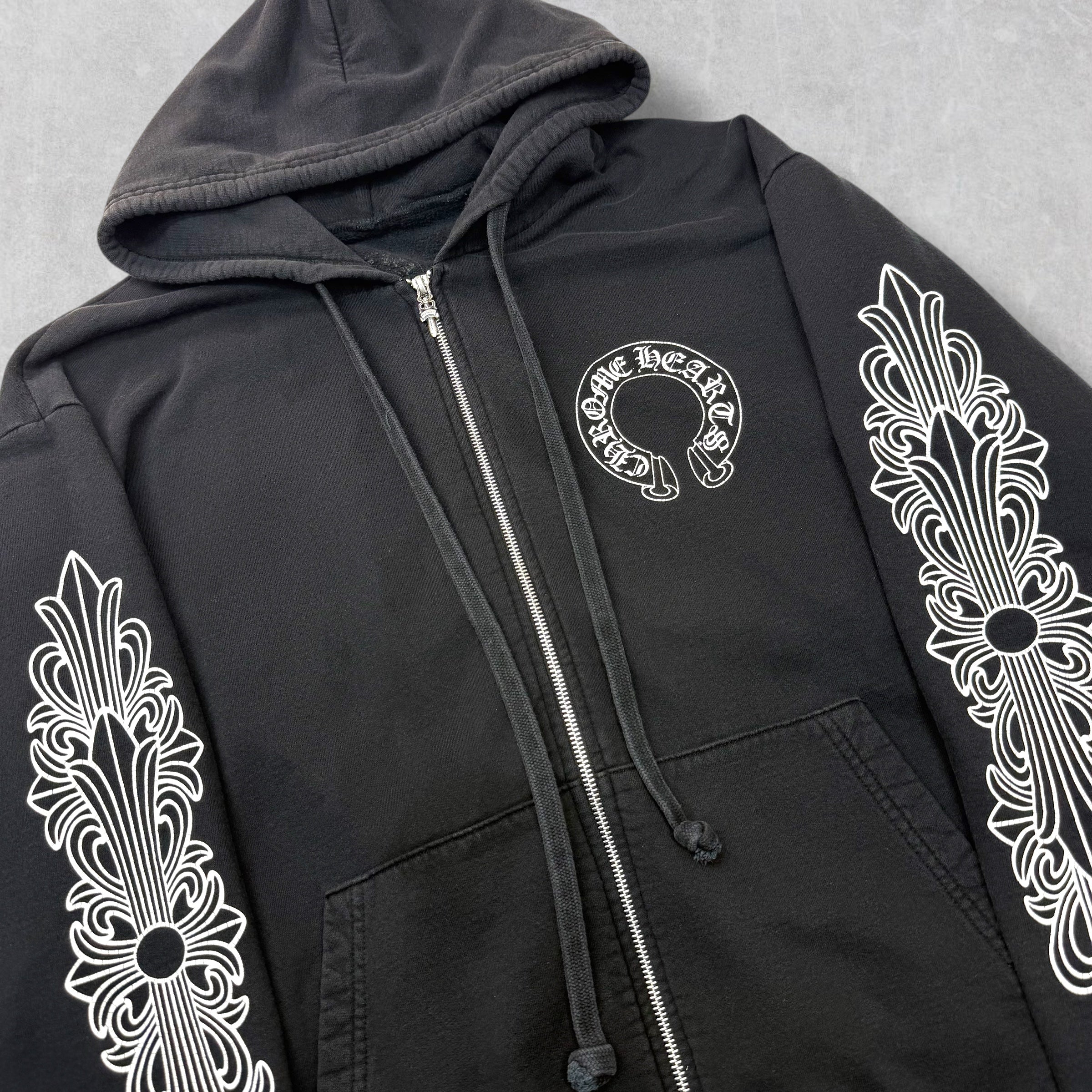 Chrome Hearts Horseshoe Floral Sleeve Zip Up L