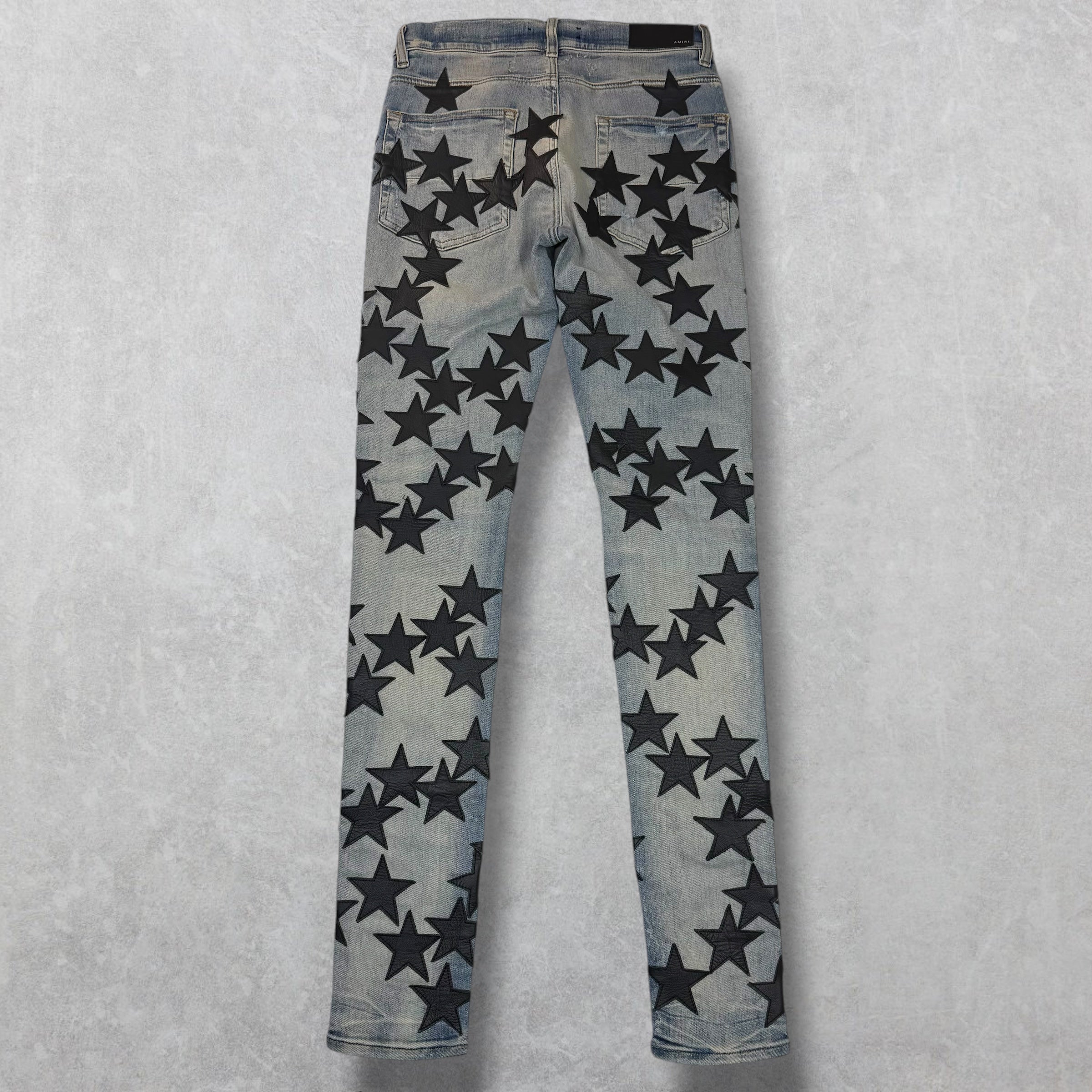 Amiri x Chemist Black Leather Star Jeans 30