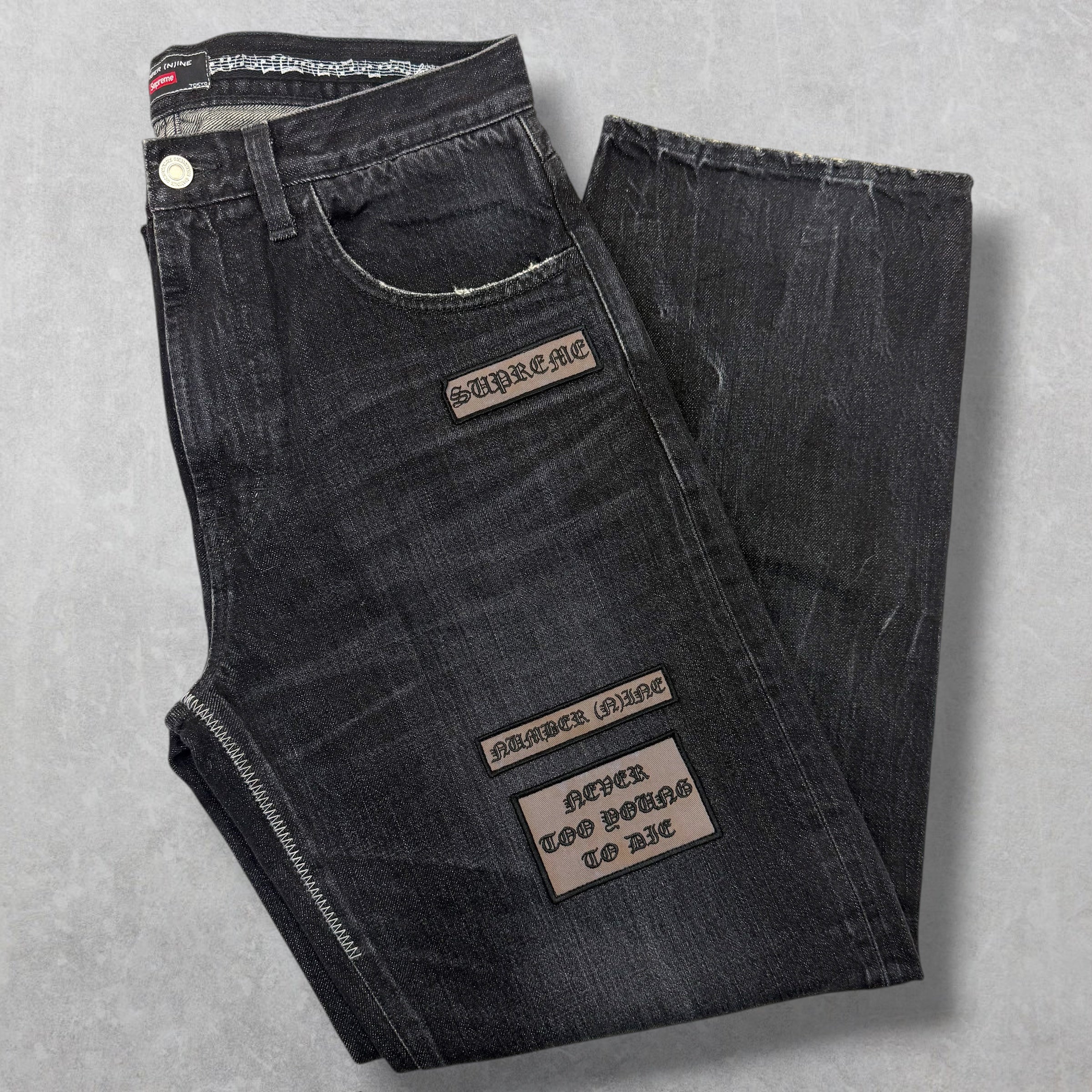Supreme x Number (N)ine patches Black Jeans 30