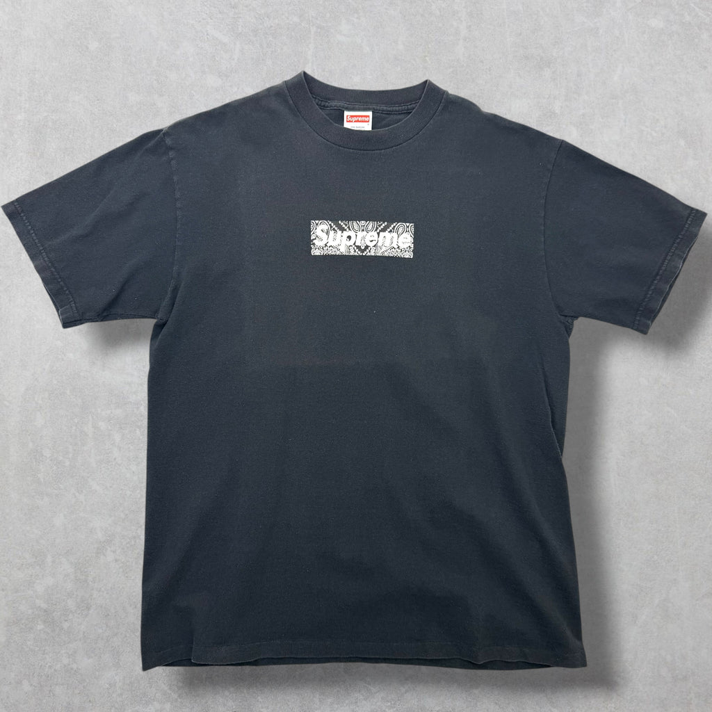 Supreme Navy Paisley Box Logo Tee M