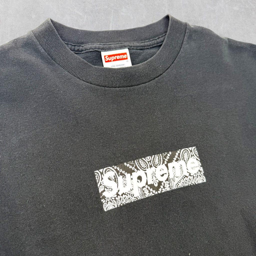 Supreme Navy Paisley Box Logo Tee M